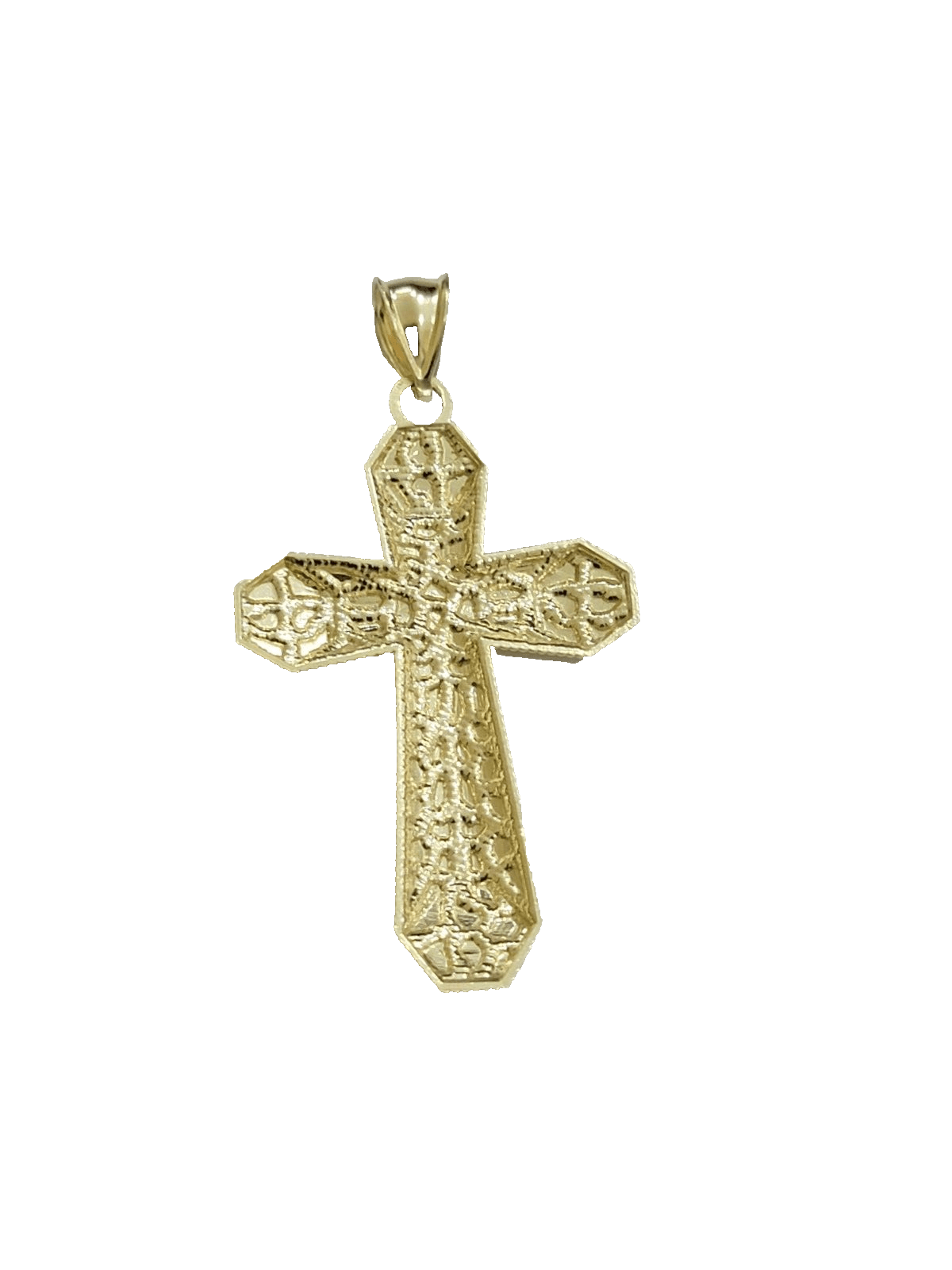 10k Yellow Gold Cross Charm Jesus Pendant 2'' Inch Necklace Chain Real 10kt SALE - GoldenlinQ