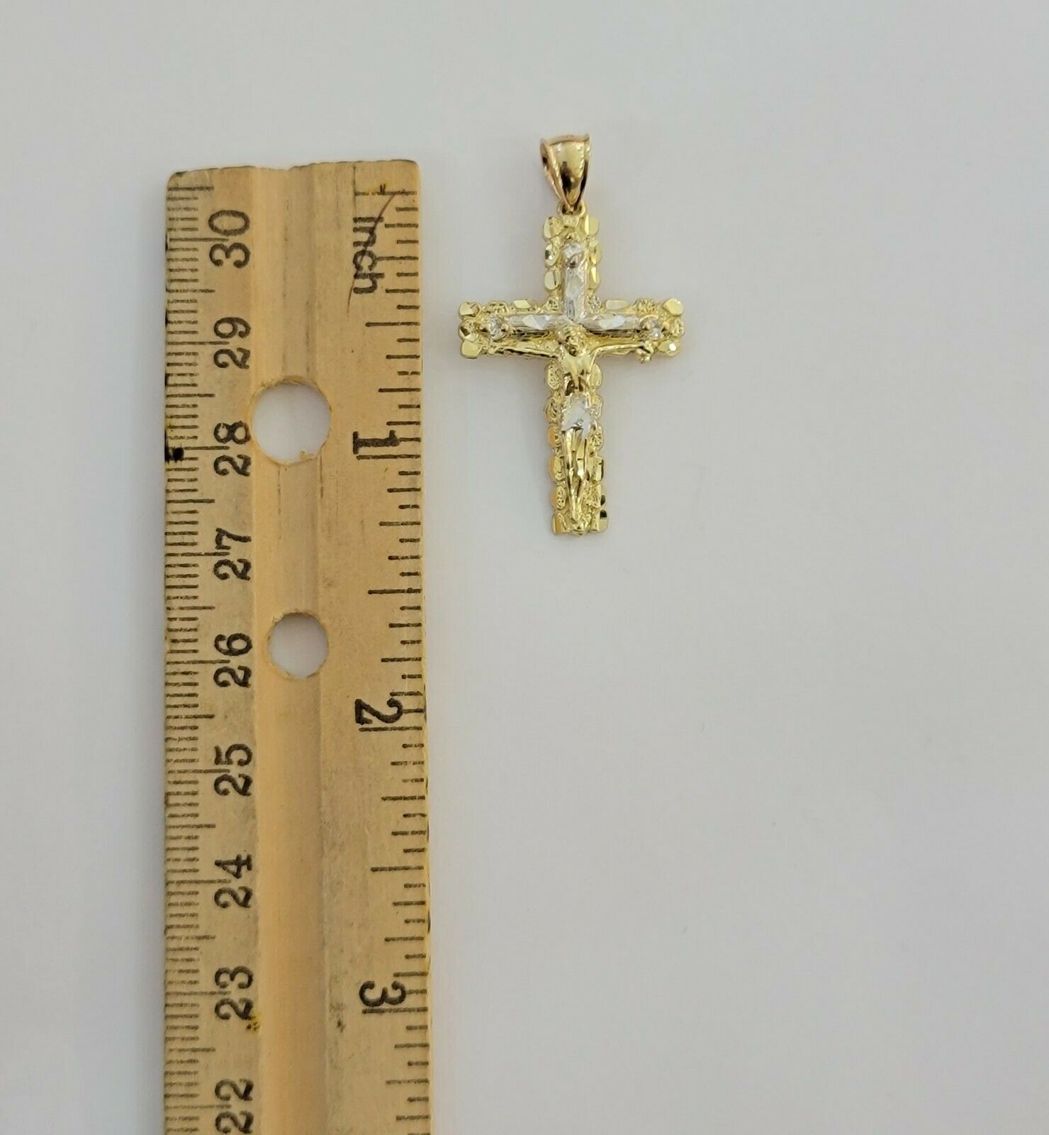 10k yellow Gold cross Pendant charm Jesus crucifix 4" 3" 2" 1.5" Men women, REAL - GoldenlinQ