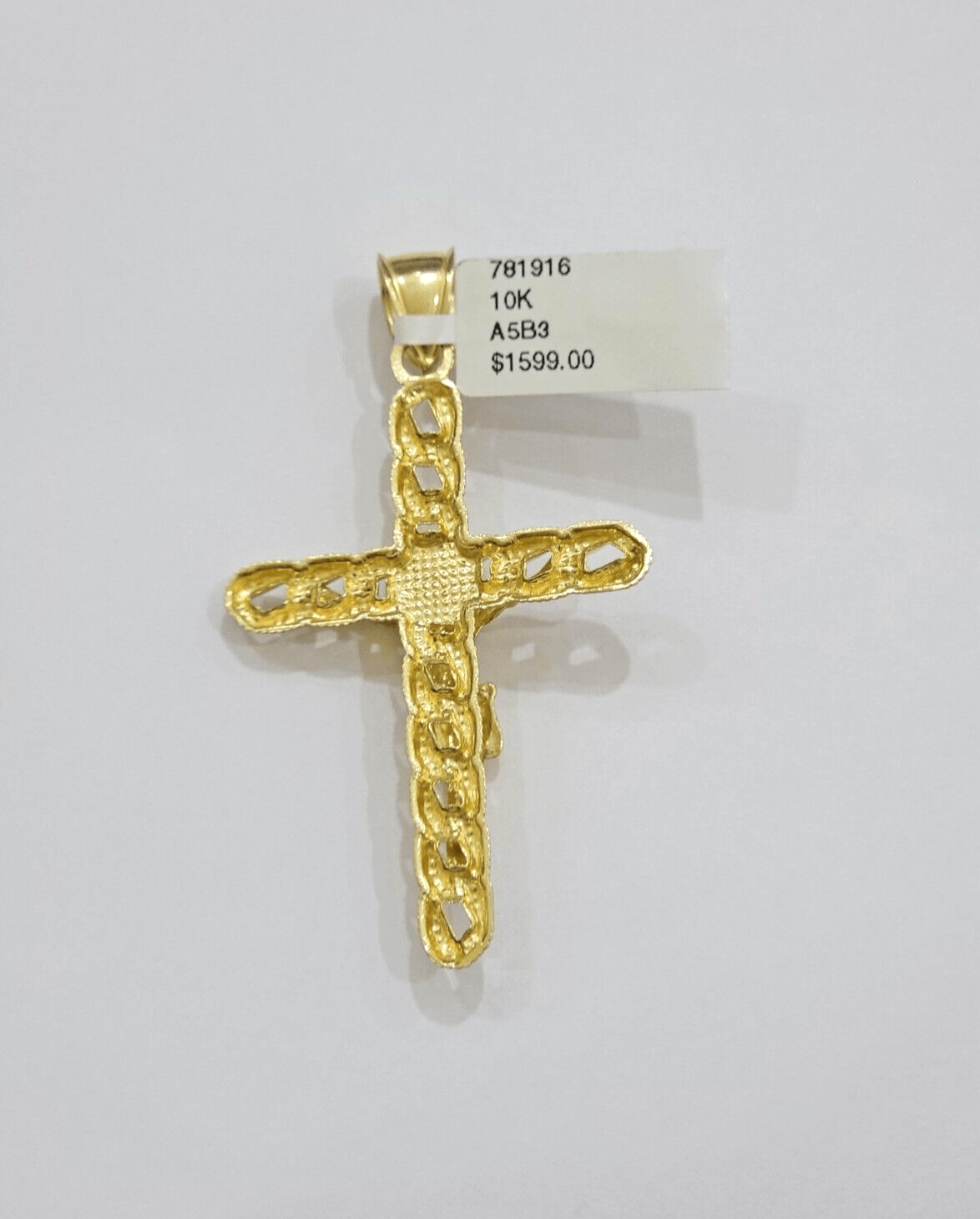 10K Yellow Gold Cross Pendant Mens Jesus Crucifix Charm 2.5 Inch For Thick Chain - GoldenlinQ