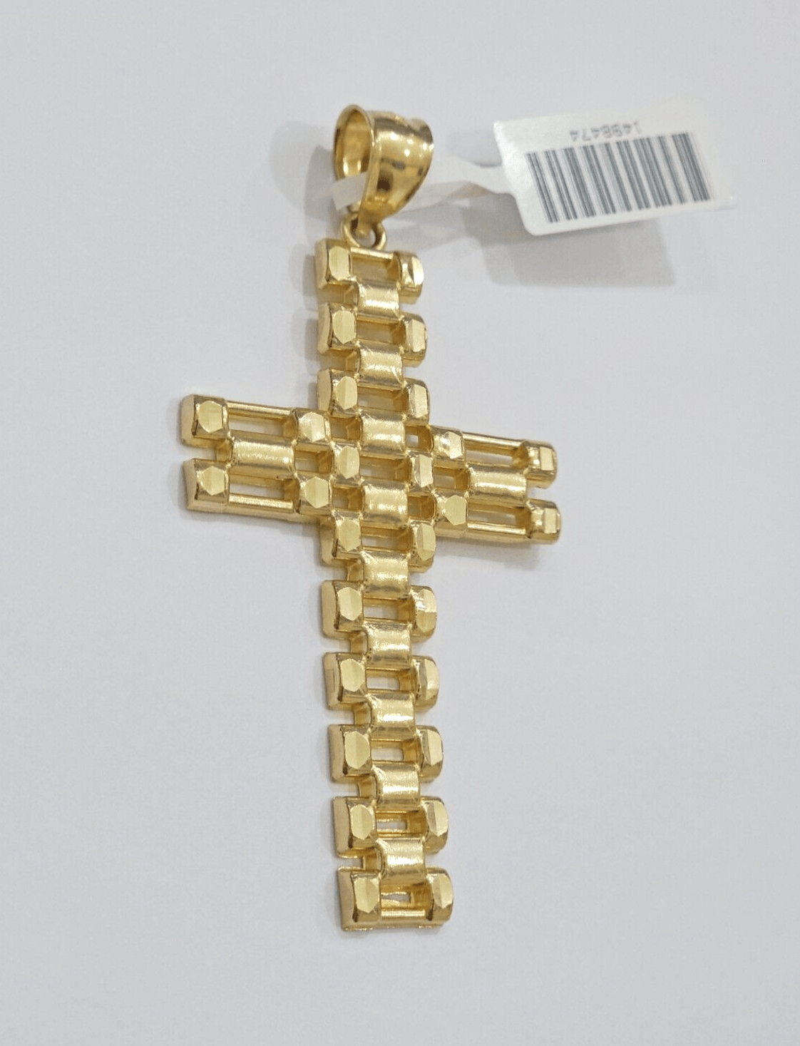 10K Yellow Gold Cross Pendant Mens Jesus Crucifix Charm 2.8 Inch For Thick Chain - GoldenlinQ