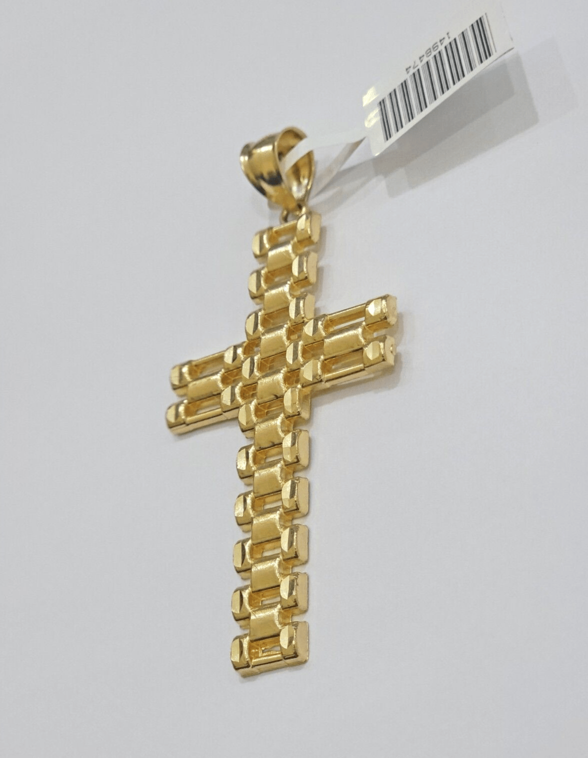 10K Yellow Gold Cross Pendant Mens Jesus Crucifix Charm 2.8 Inch For Thick Chain - GoldenlinQ