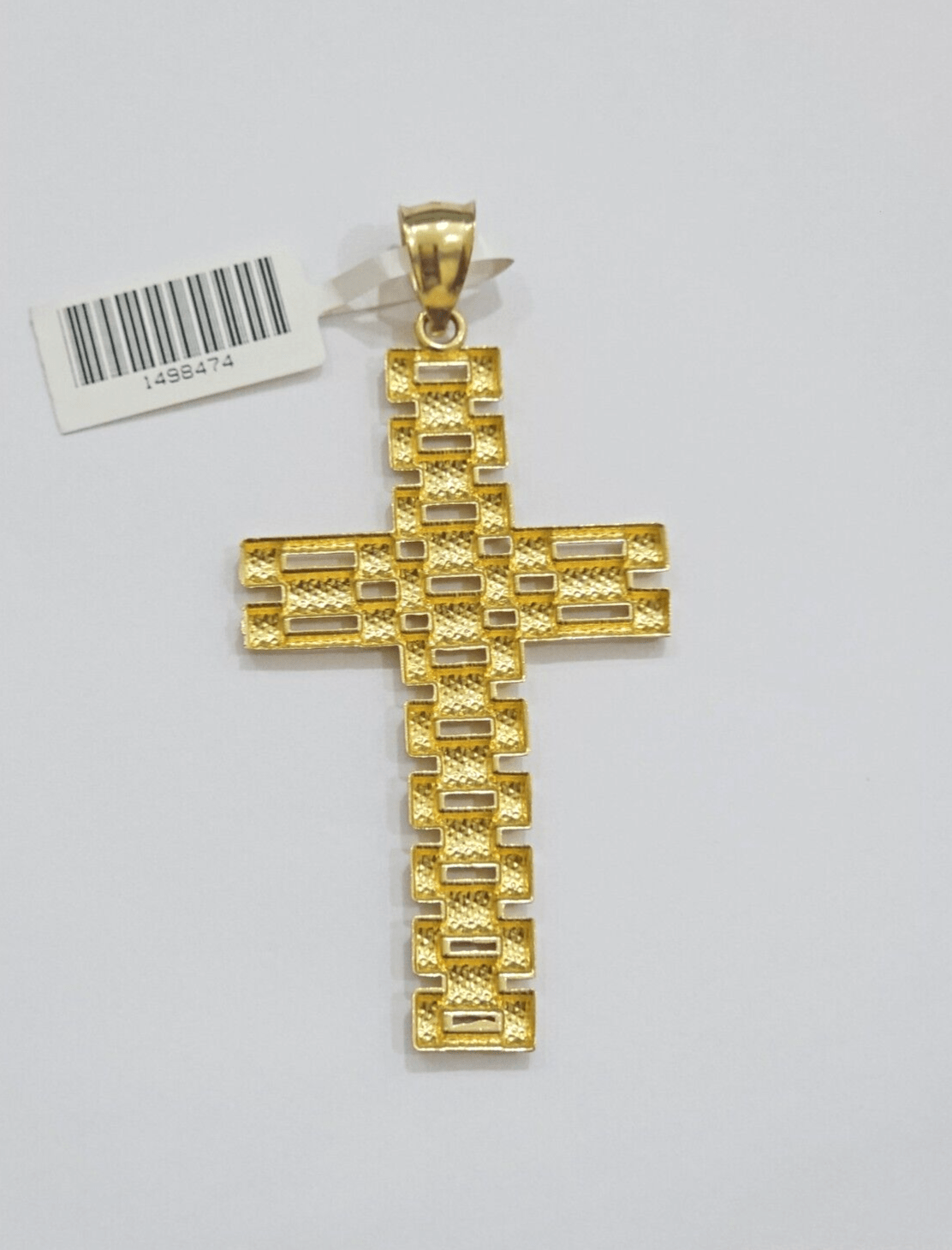 10K Yellow Gold Cross Pendant Mens Jesus Crucifix Charm 2.8 Inch For Thick Chain - GoldenlinQ