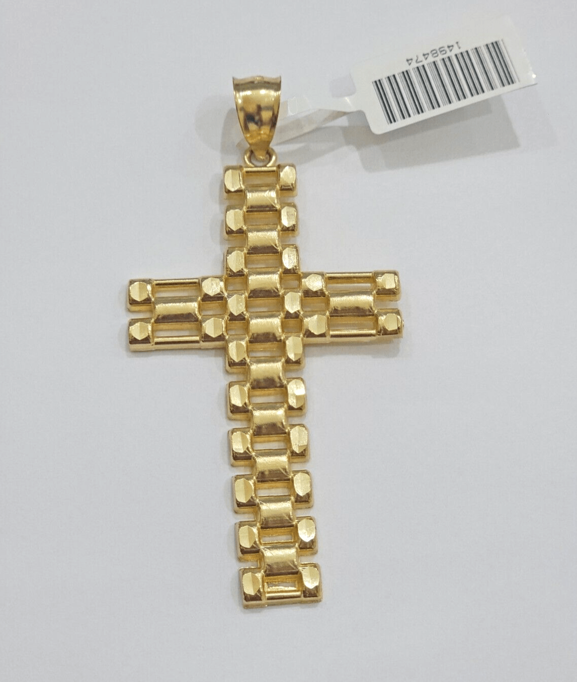 10K Yellow Gold Cross Pendant Mens Jesus Crucifix Charm 2.8 Inch For Thick Chain - GoldenlinQ