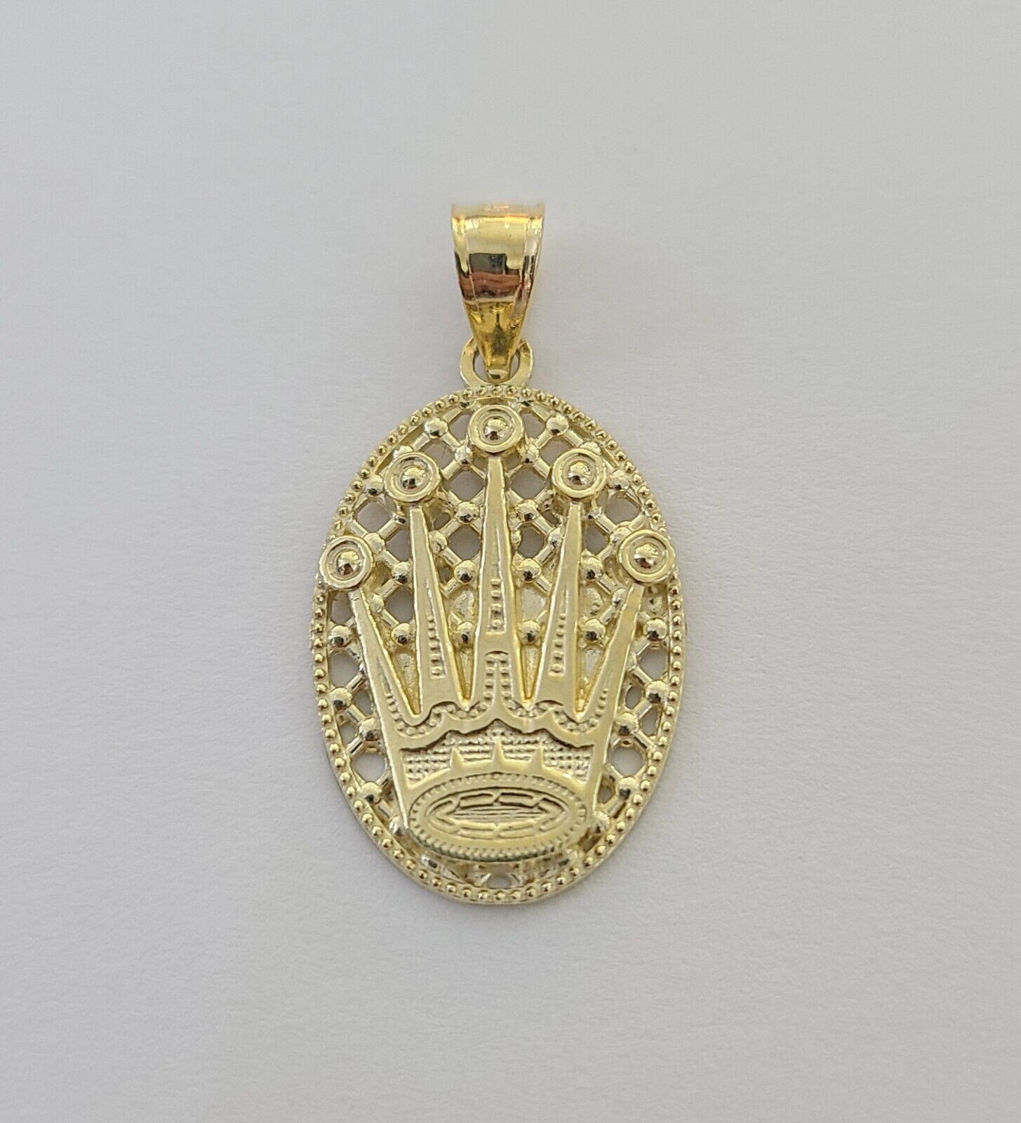 10K Yellow Gold Crown Pendent Charm 3mm Miami Cubn Chain 18" 20" 22" 24" 26"Inch - GoldenlinQ