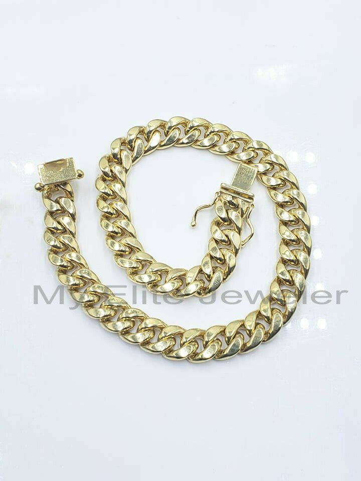 10K Yellow Gold Cuban Bracelet 6.5" 7" 7.5" Women Children Box Clasp REAL GOLD - GoldenlinQ