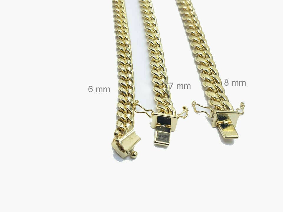 10K Yellow Gold Cuban Bracelet 6.5" 7" 7.5" Women Children Box Clasp REAL GOLD - GoldenlinQ