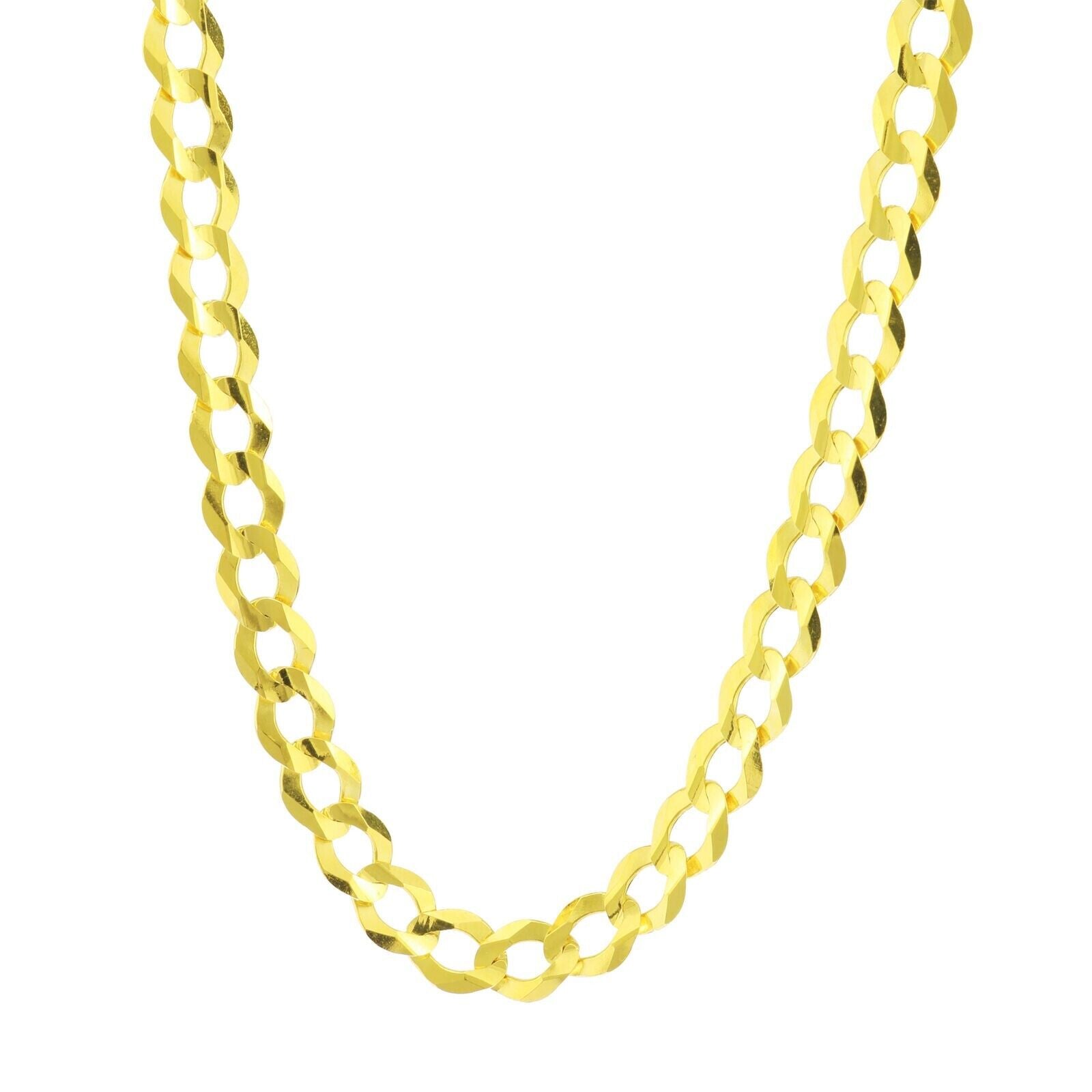 10k Yellow Gold Cuban Curb Link Chain 8mm Necklace 20'' Real 10kt Lobster Lock - GoldenlinQ