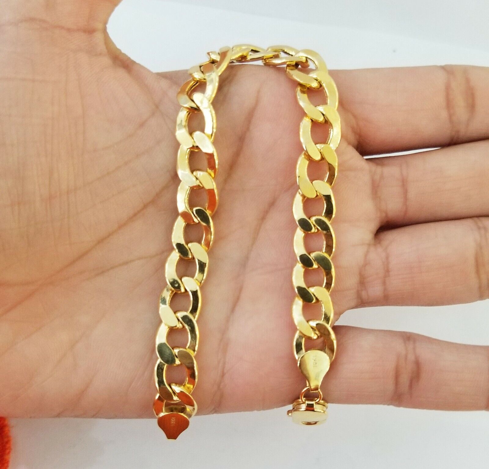 10k Yellow Gold Cuban Link Bracelet 10mm Link 8 inch Real gold hand chain 10kt - GoldenlinQ