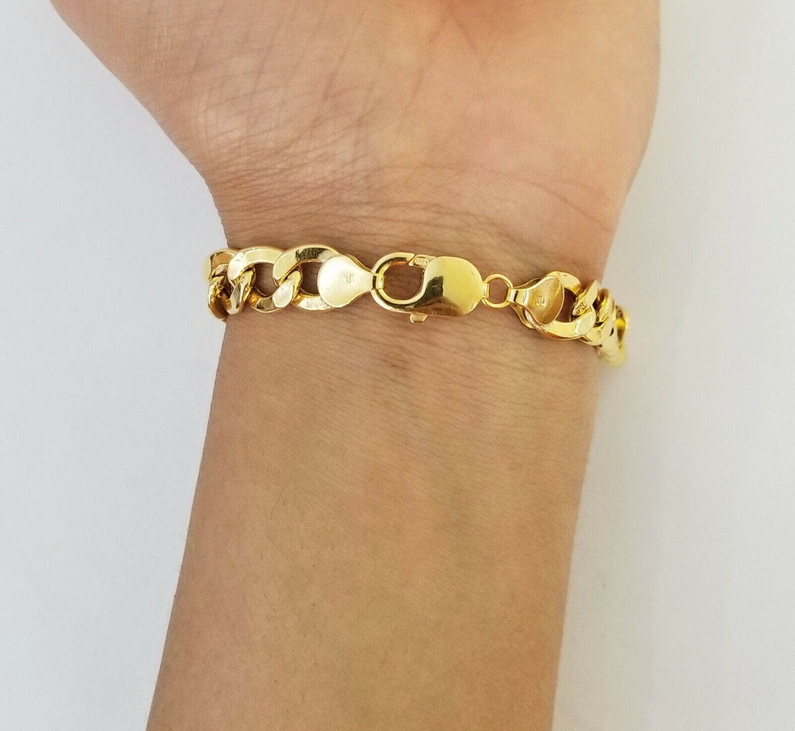 10k Yellow Gold Cuban Link Bracelet 10mm Link 8 inch Real gold hand chain 10kt - GoldenlinQ