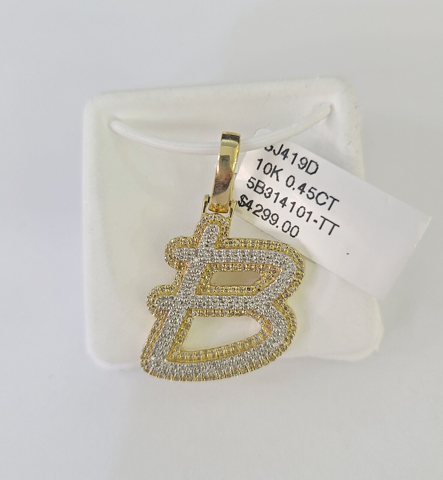 10k Yellow Gold Diamond B Charm Pendant Initial Alphabet Letter Real Genuine - GoldenlinQ