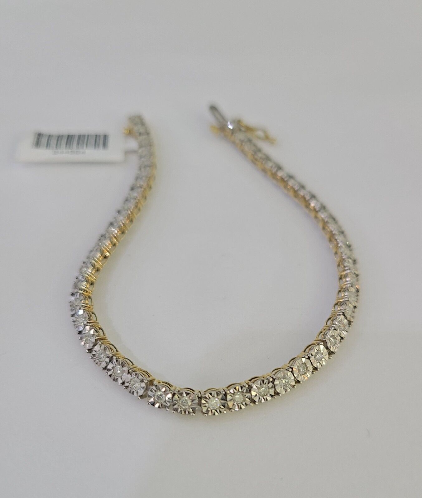 10K Yellow Gold Diamond Bracelet Women Ladies 7" REAL Genuine Gold - GoldenlinQ