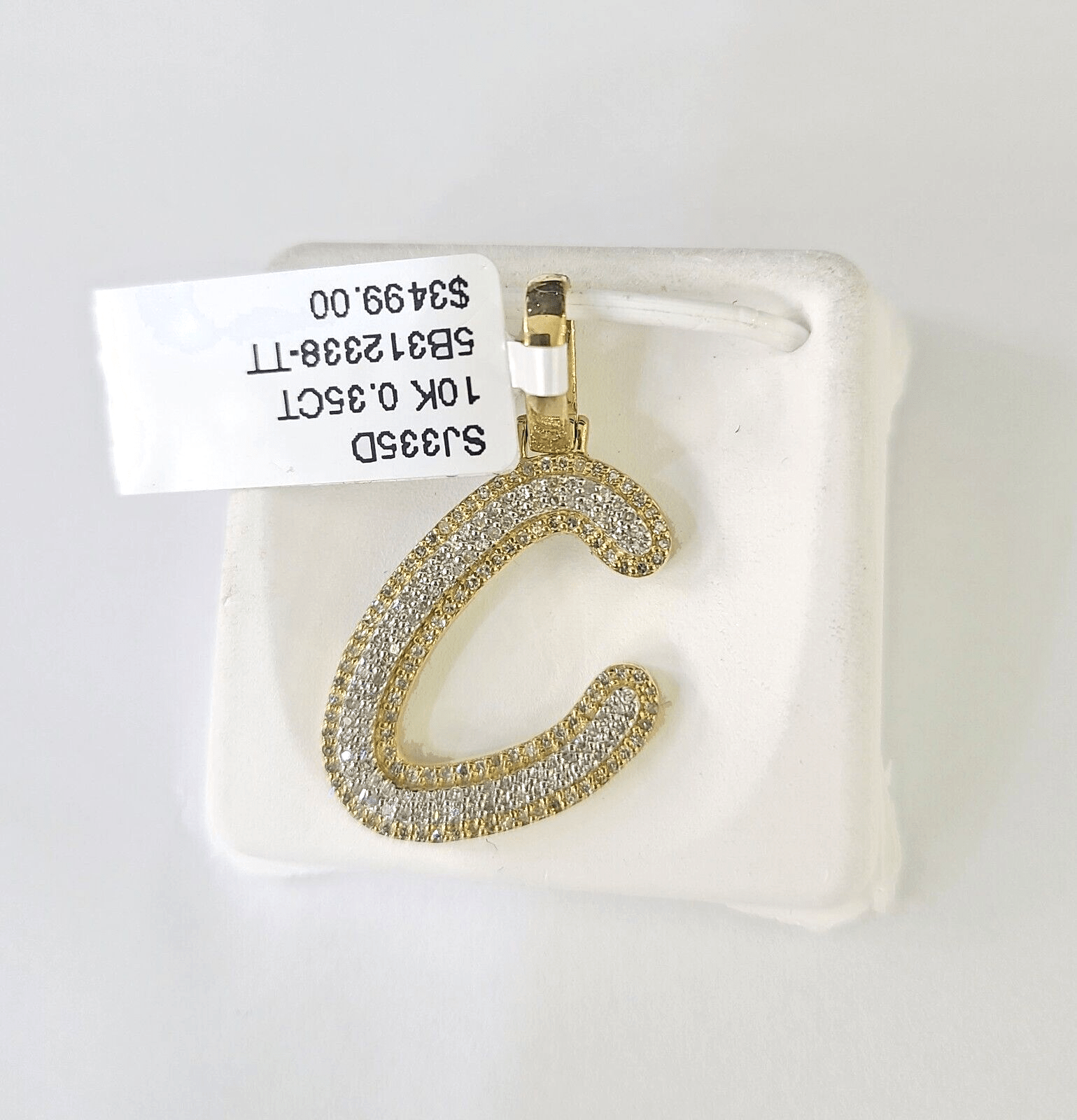 10k Yellow Gold Diamond C Charm Pendant Initial Alphabet Letter Real Genuine - GoldenlinQ