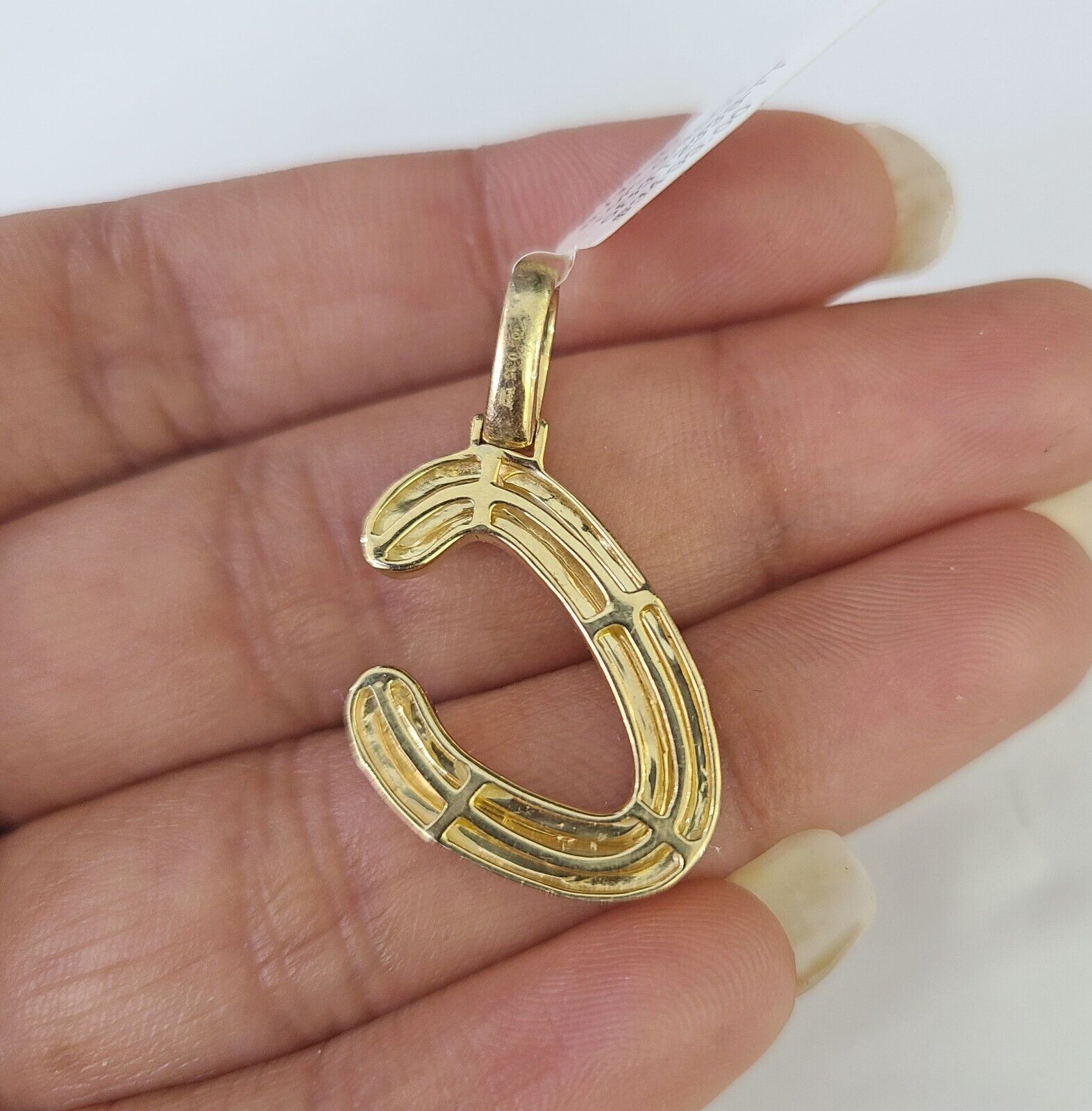 10k Yellow Gold Diamond C Charm Pendant Initial Alphabet Letter Real Genuine - GoldenlinQ