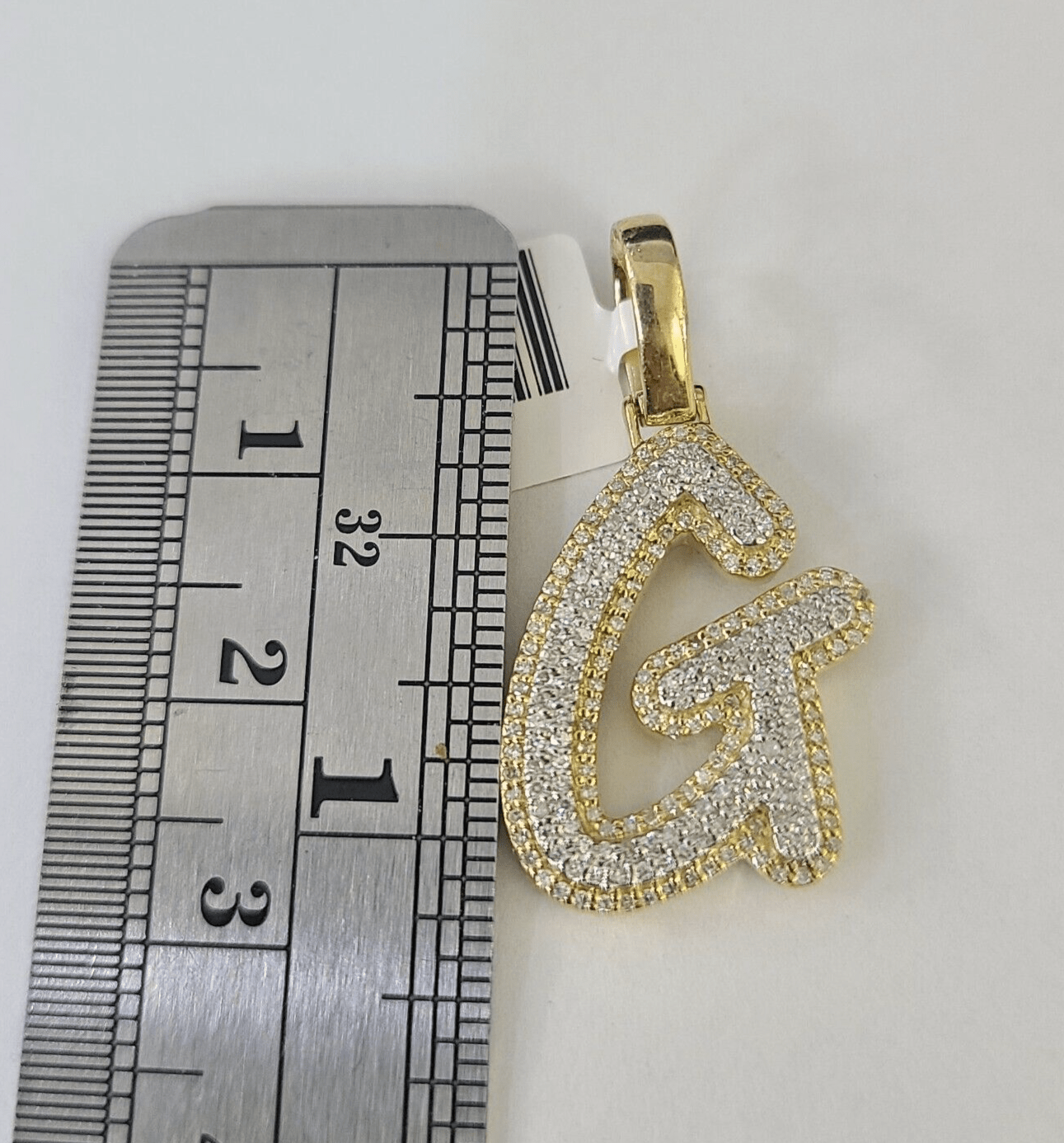 10k Yellow Gold Diamond G Charm Pendant Initial Alphabet Letter Real Genuine - GoldenlinQ
