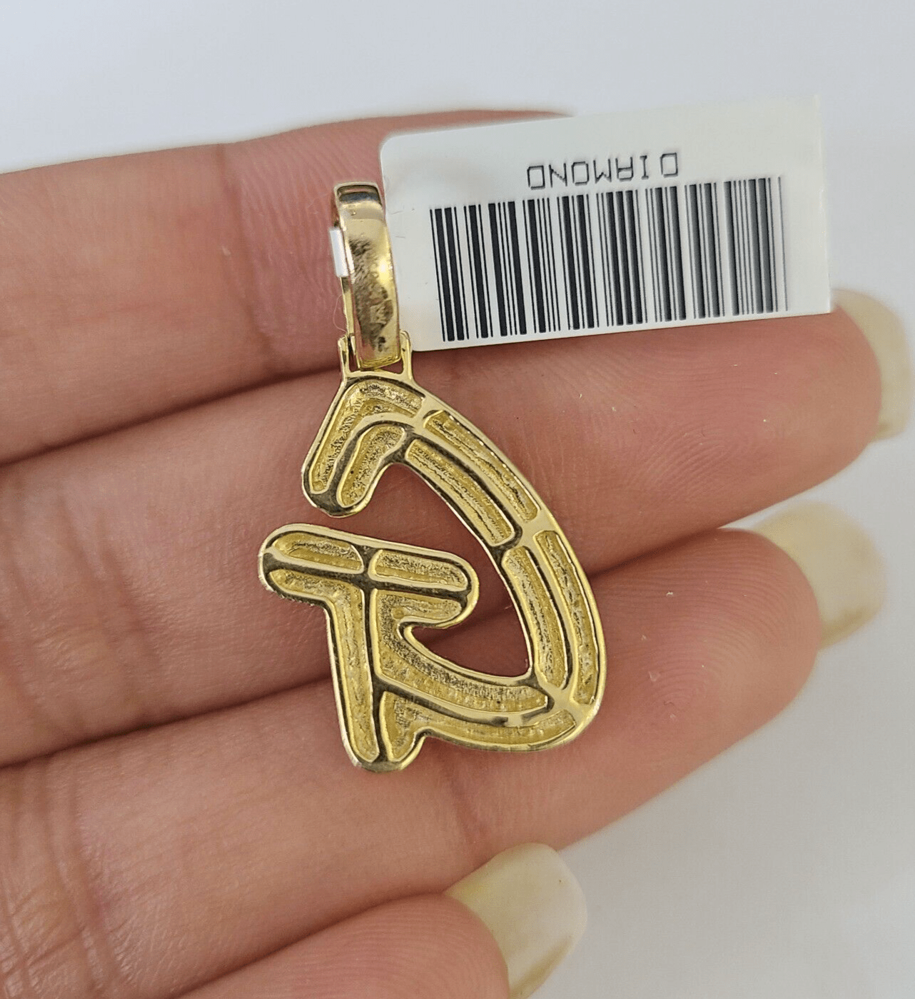 10k Yellow Gold Diamond G Charm Pendant Initial Alphabet Letter Real Genuine - GoldenlinQ