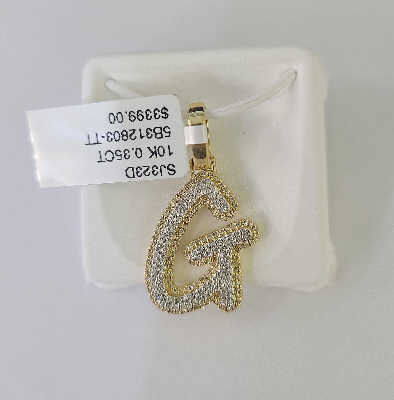 10k Yellow Gold Diamond G Charm Pendant Initial Alphabet Letter Real Genuine - GoldenlinQ