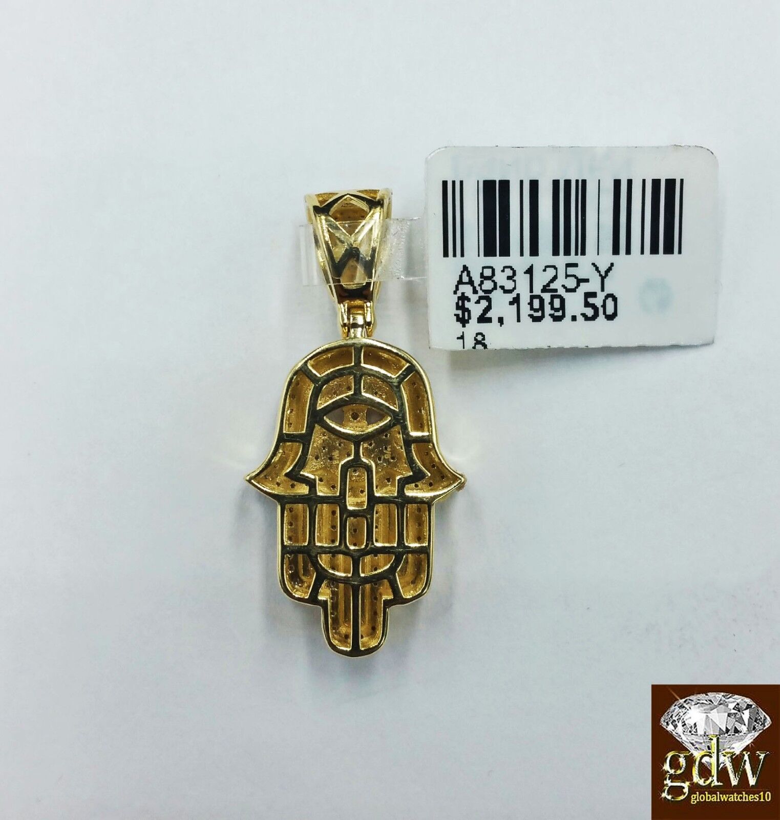 10k Yellow Gold Diamond Hamsa Hand Charm and 22" Miami Cuban Chain - GoldenlinQ
