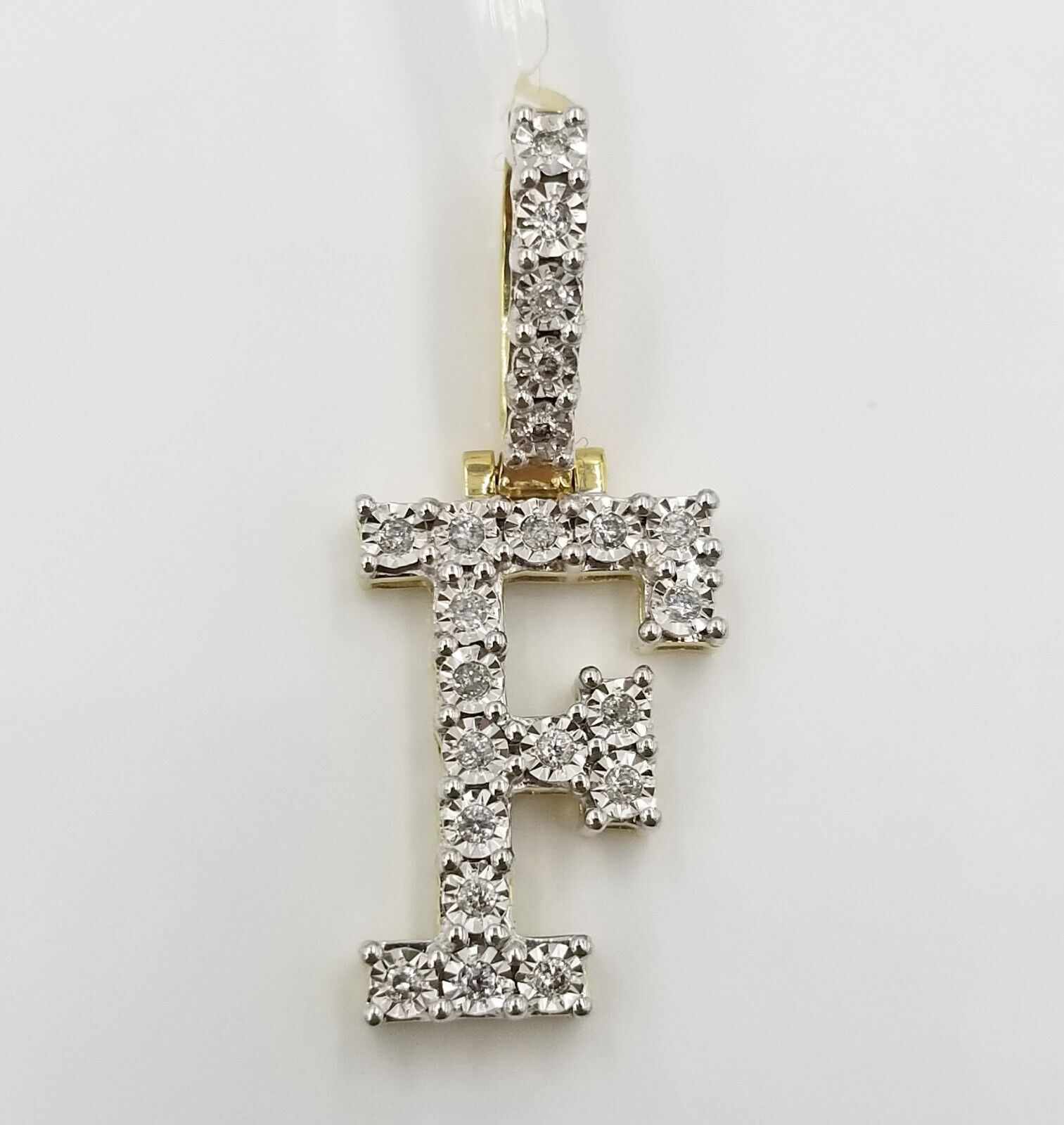 10k Yellow Gold Diamond Letter A - Z Initial Charm Pendant Real Diamond - GoldenlinQ