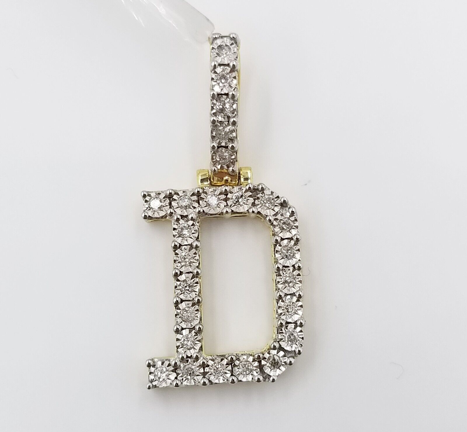 10k Yellow Gold Diamond Letter A - Z Initial Charm Pendant Real Diamond - GoldenlinQ
