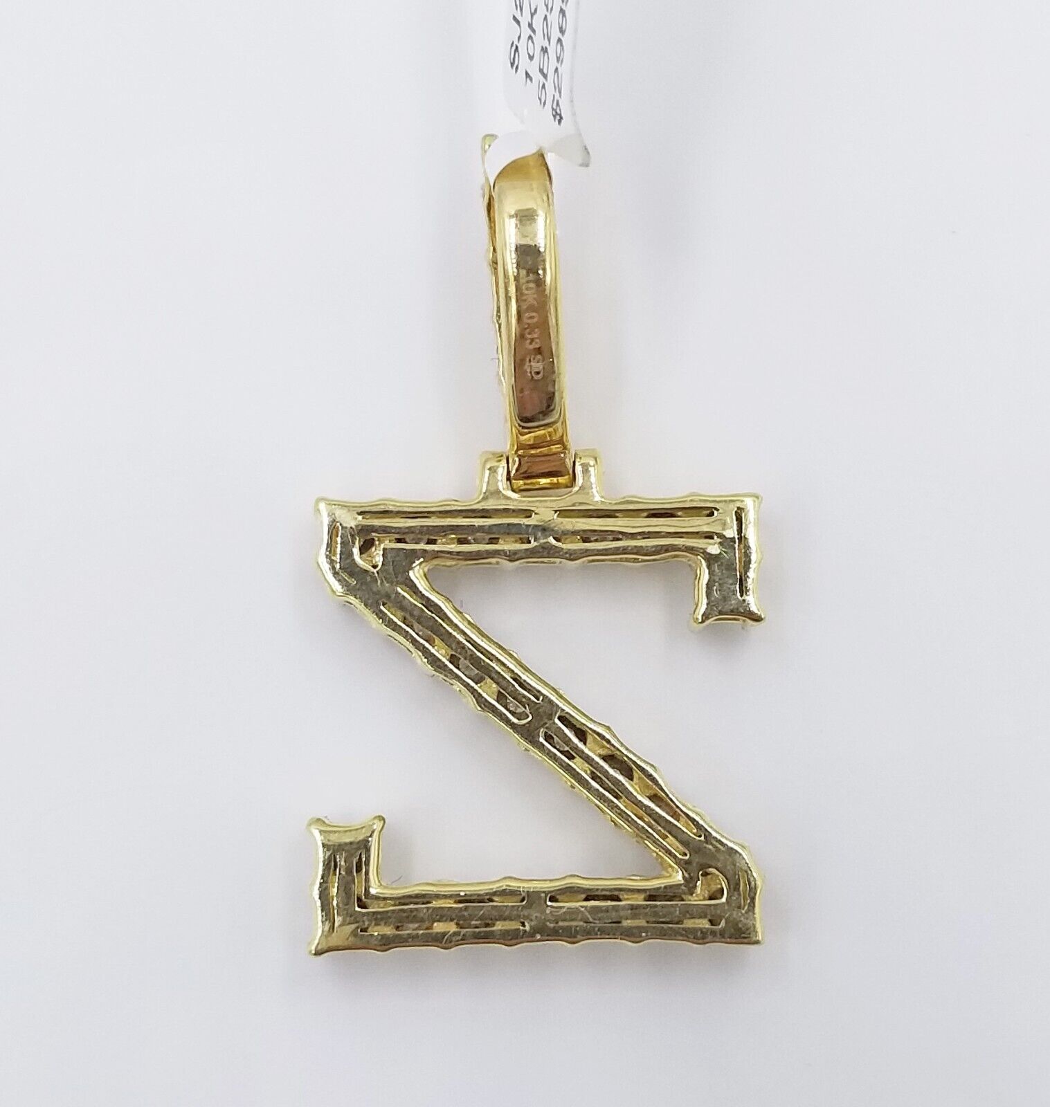 10k Yellow Gold Diamond Letter A - Z Initial Charm Pendant Real Diamond - GoldenlinQ