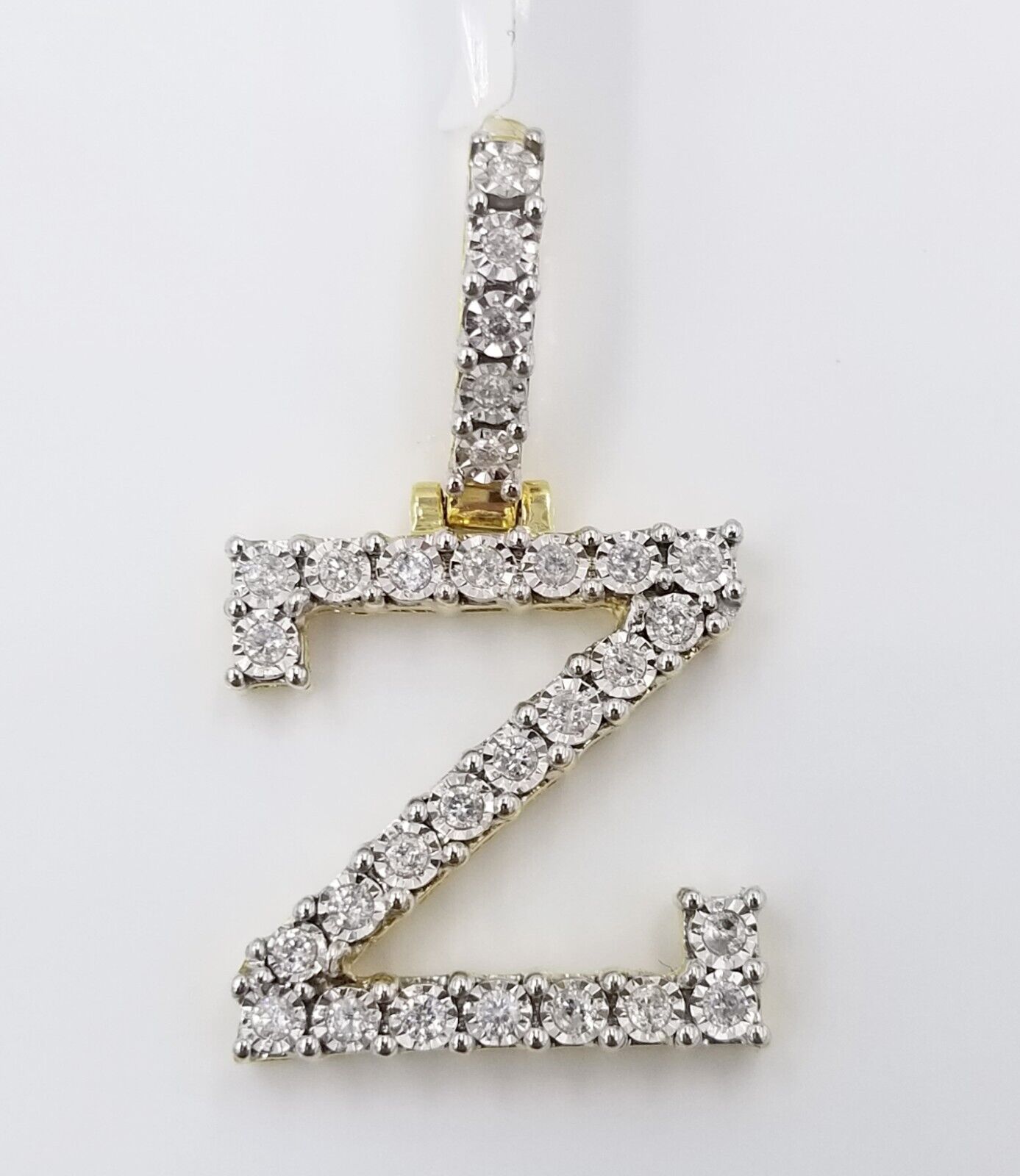 10k Yellow Gold Diamond Letter A - Z Initial Charm Pendant Real Diamond - GoldenlinQ