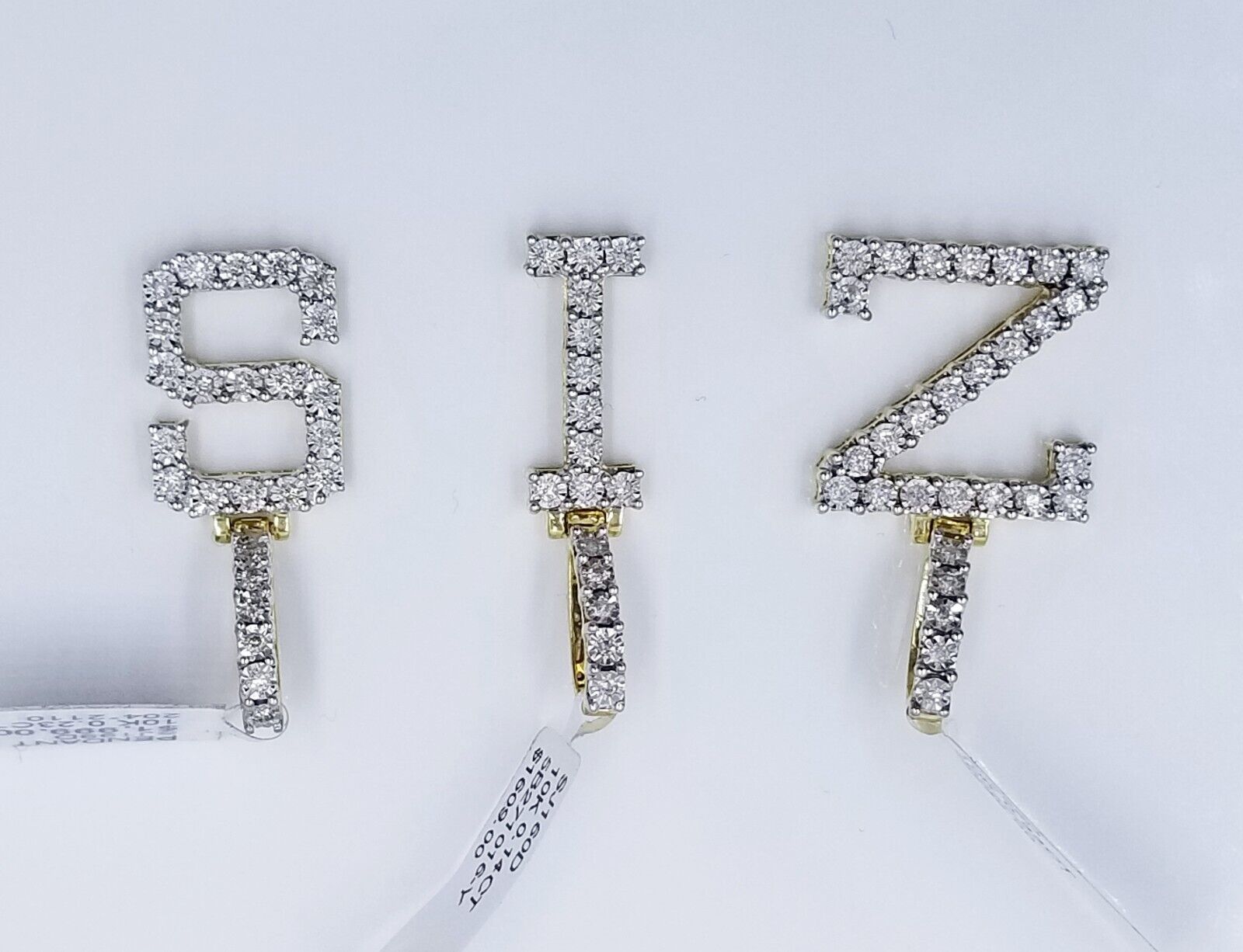 10k Yellow Gold Diamond Letter A - Z Initial Charm Pendant Real Diamond - GoldenlinQ