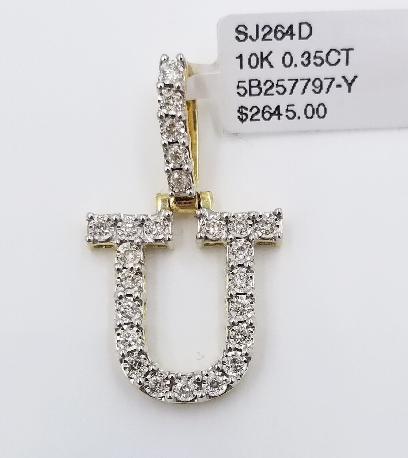 10k Yellow Gold Diamond Letter A - Z Initial Charm Pendant Real Diamond - GoldenlinQ