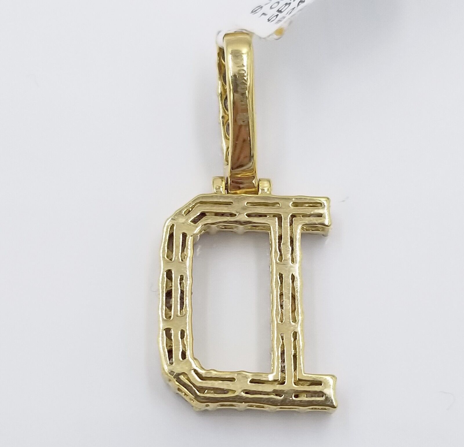 10k Yellow Gold Diamond Letter A - Z Initial Charm Pendant Real Diamond - GoldenlinQ