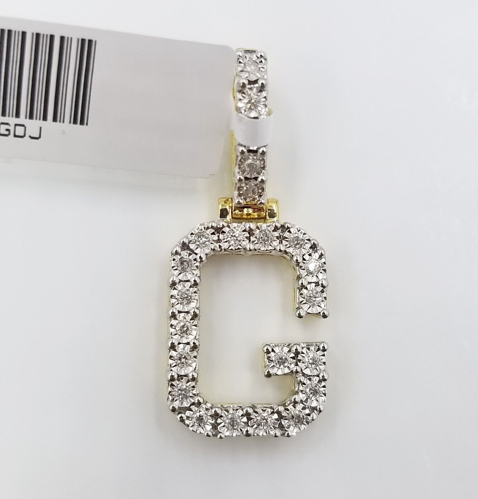 10k Yellow Gold Diamond Letter A - Z Initial Charm Pendant Real Diamond - GoldenlinQ