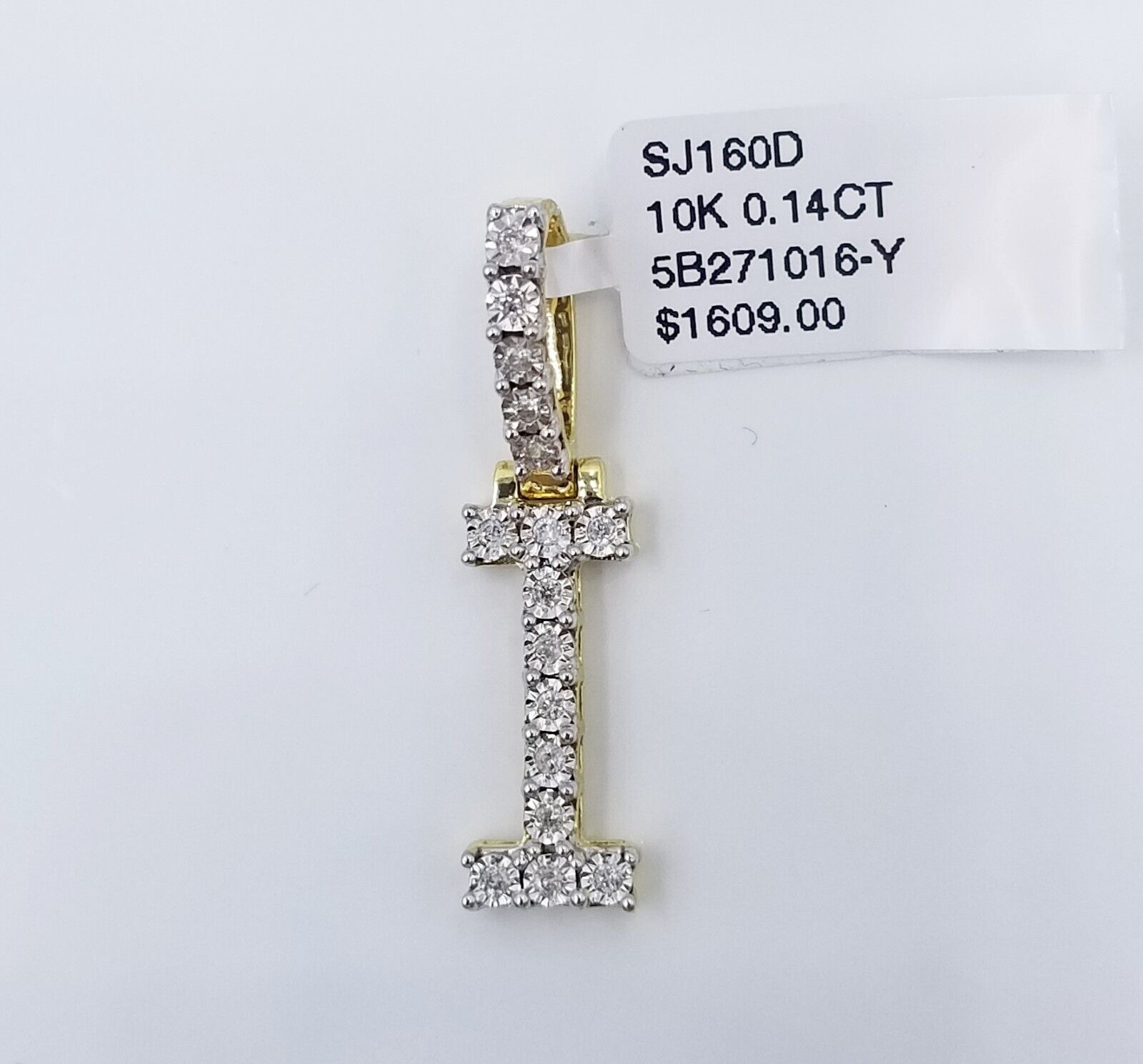 10k Yellow Gold Diamond Letter A - Z Initial Charm Pendant Real Diamond - GoldenlinQ