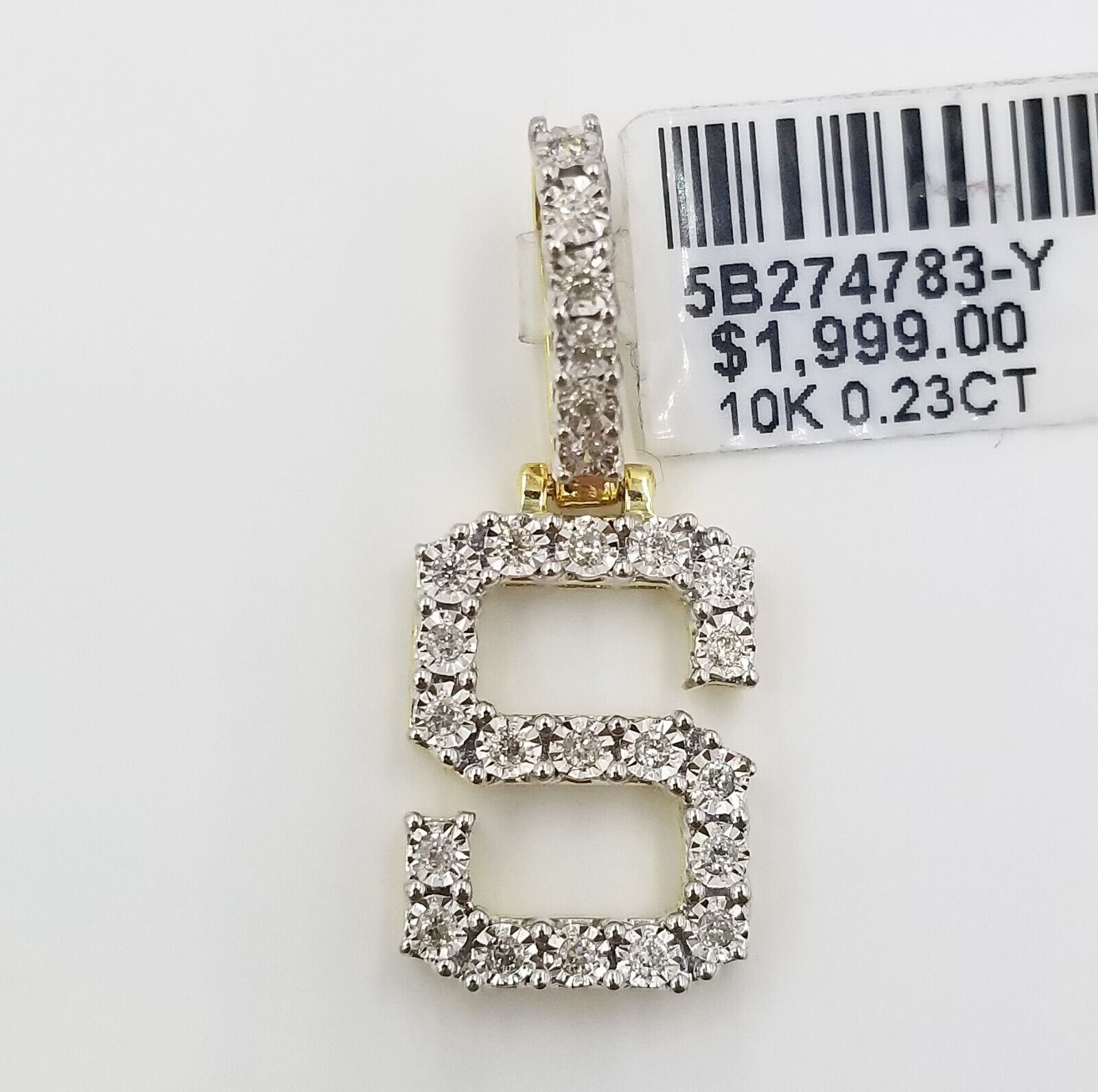 10k Yellow Gold Diamond Letter A - Z Initial Charm Pendant Real Diamond - GoldenlinQ