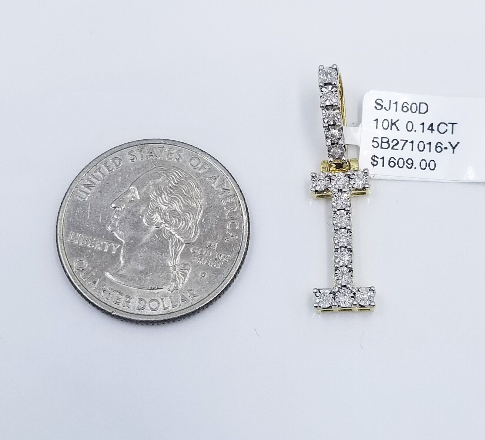 10k Yellow Gold Diamond Letter A - Z Initial Charm Pendant Real Diamond - GoldenlinQ