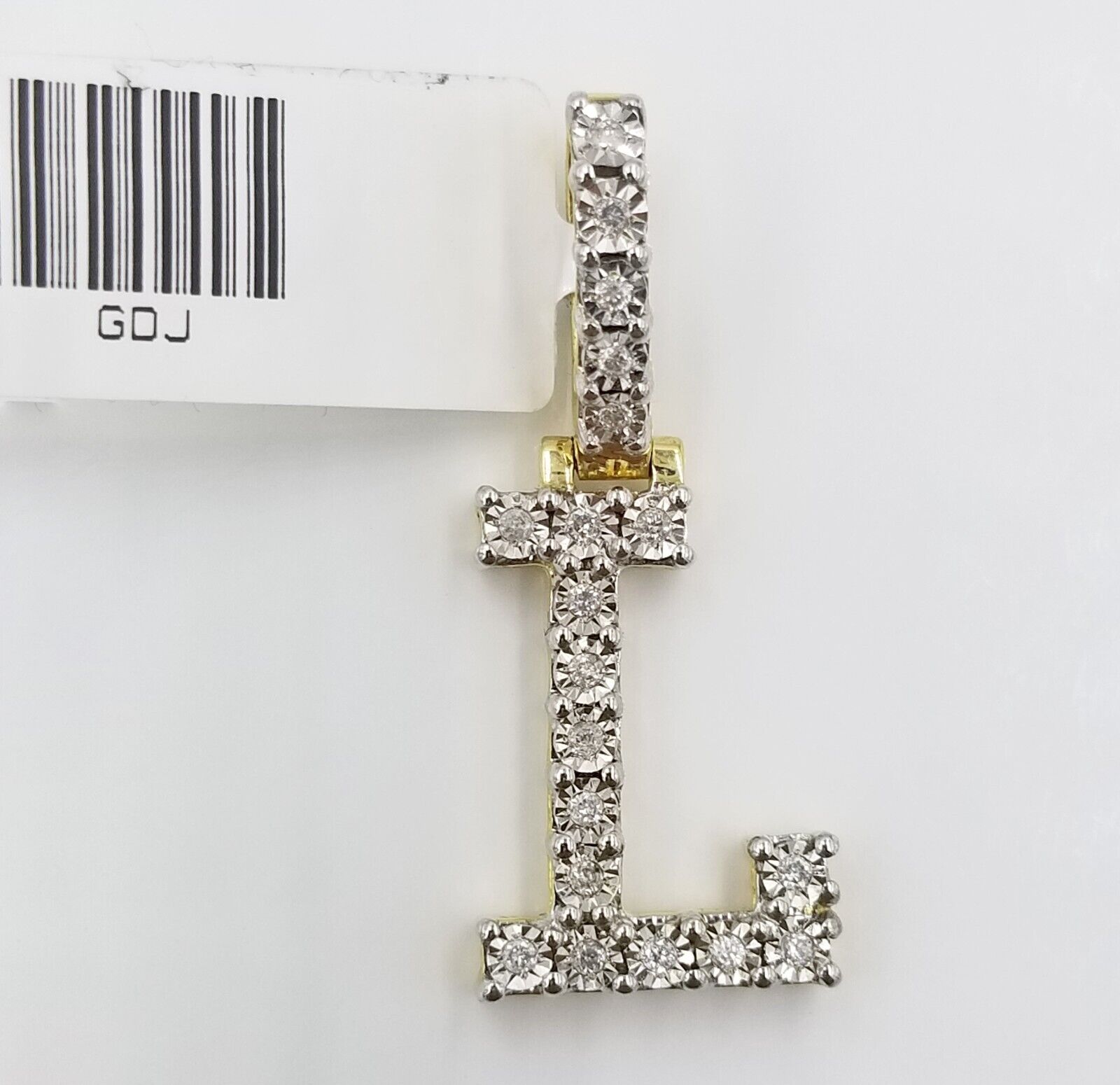 10k Yellow Gold Diamond Letter A - Z Initial Charm Pendant Real Diamond - GoldenlinQ