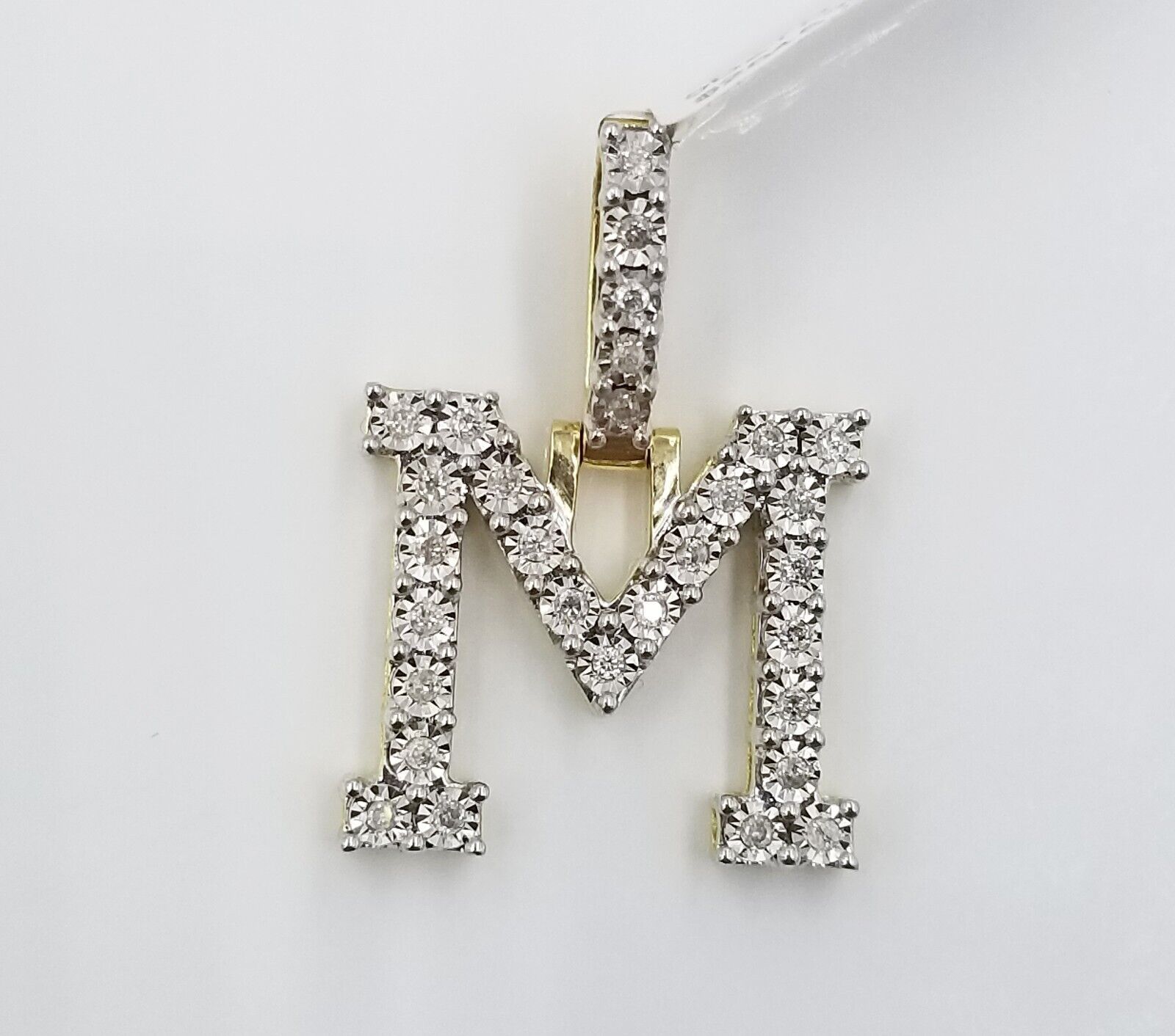 10k Yellow Gold Diamond Letter A - Z Initial Charm Pendant Real Diamond - GoldenlinQ