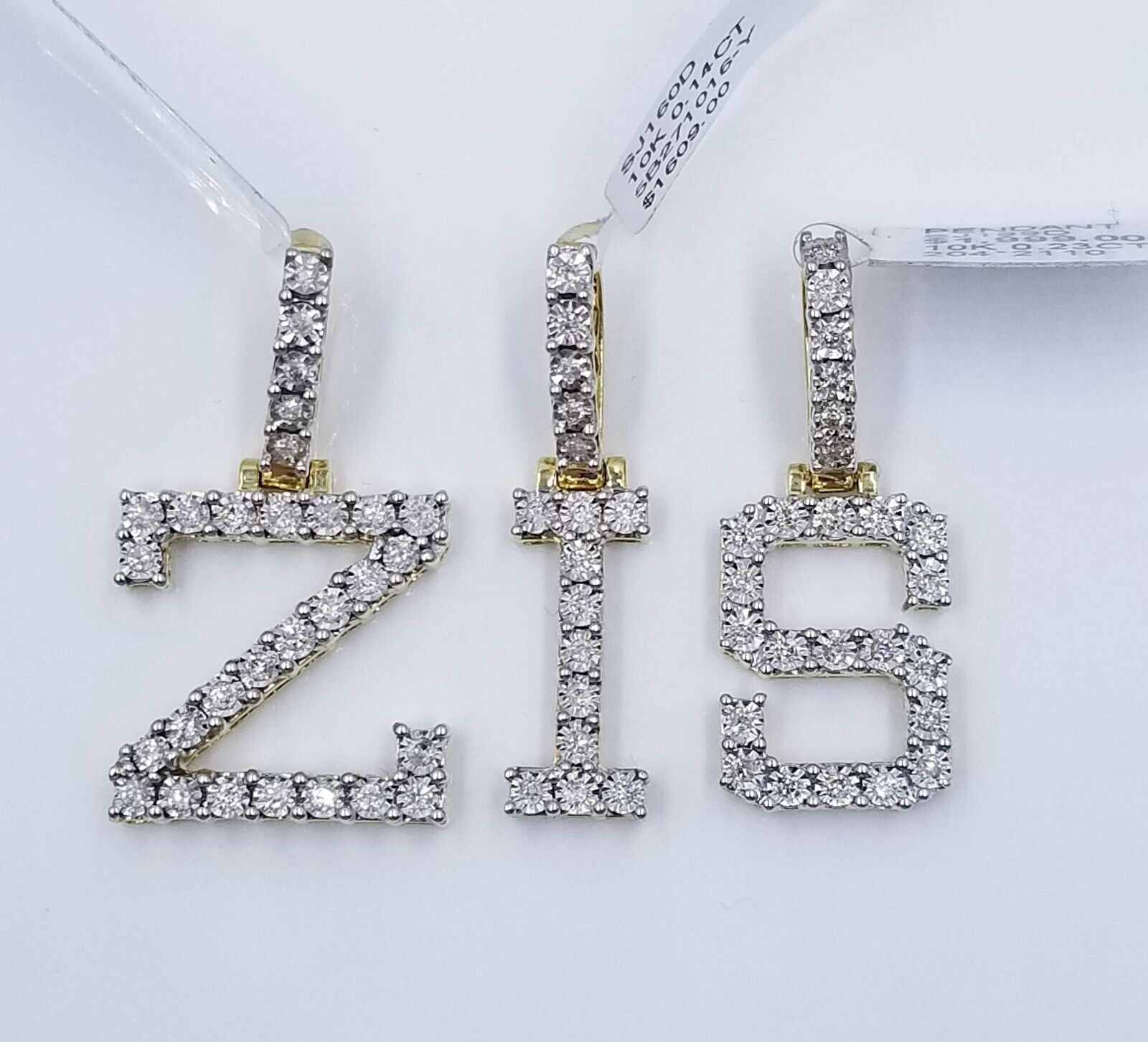 10k Yellow Gold Diamond Letter A - Z Initial Charm Pendant Real Diamond - GoldenlinQ