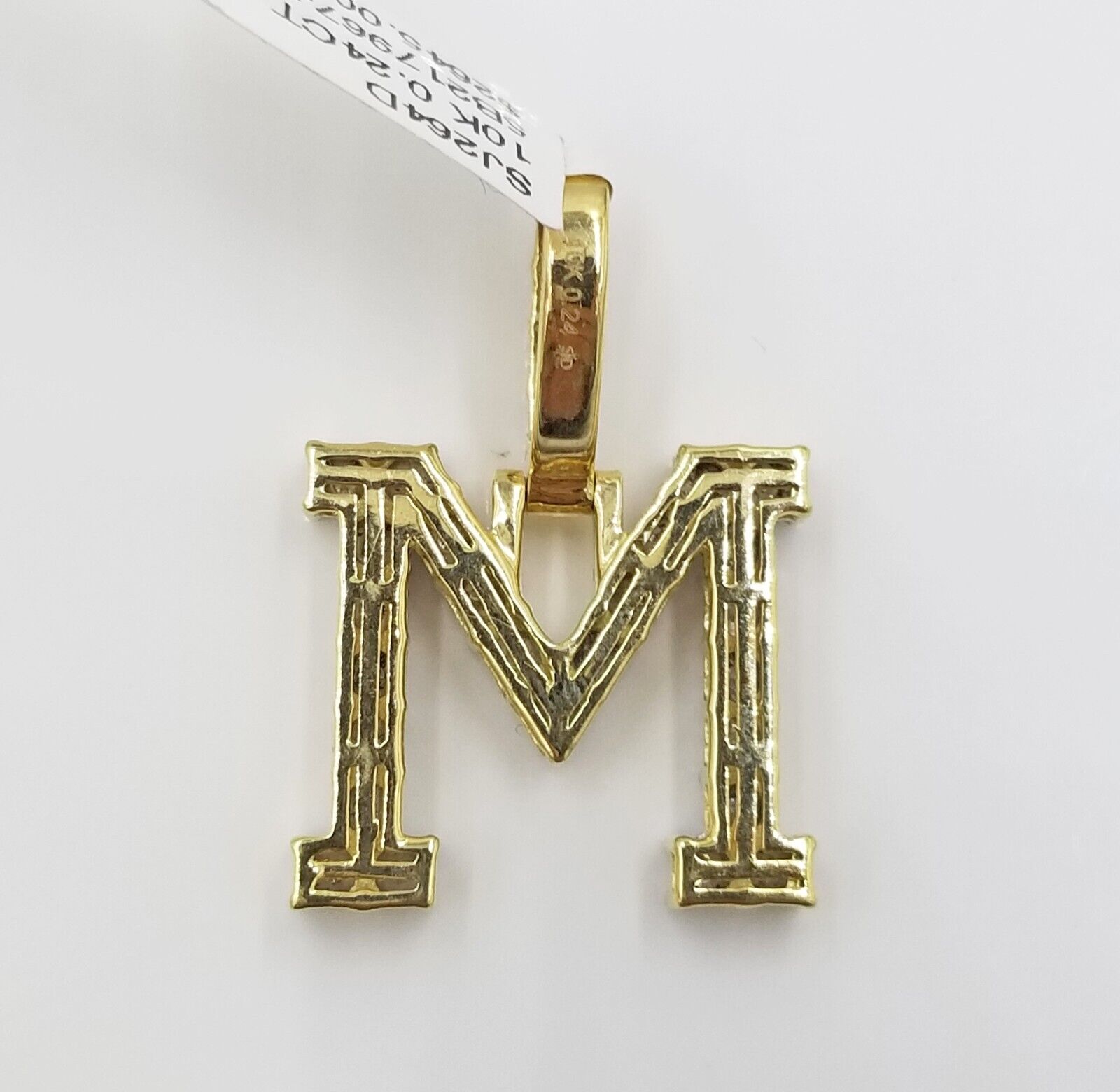 10k Yellow Gold Diamond Letter A - Z Initial Charm Pendant Real Diamond - GoldenlinQ