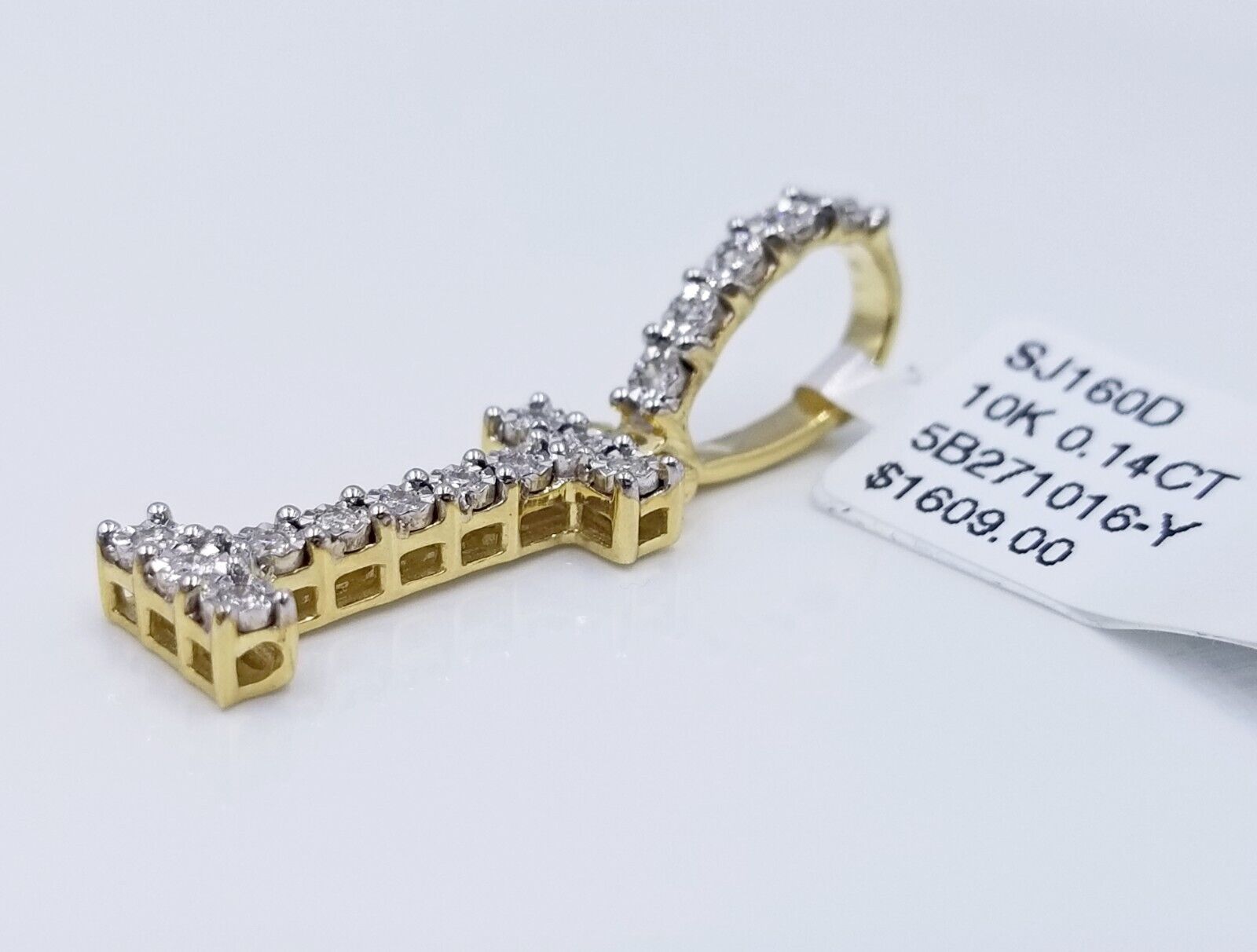 10k Yellow Gold Diamond Letter A - Z Initial Charm Pendant Real Diamond - GoldenlinQ