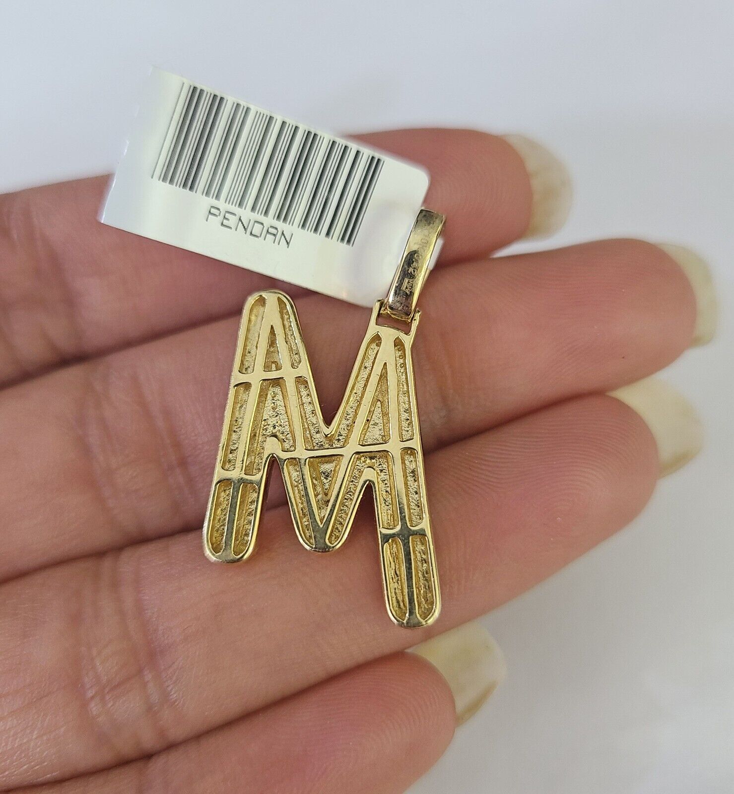 10k Yellow Gold Diamond M Charm Pendant Initial Alphabet Letter Real Genuine - GoldenlinQ