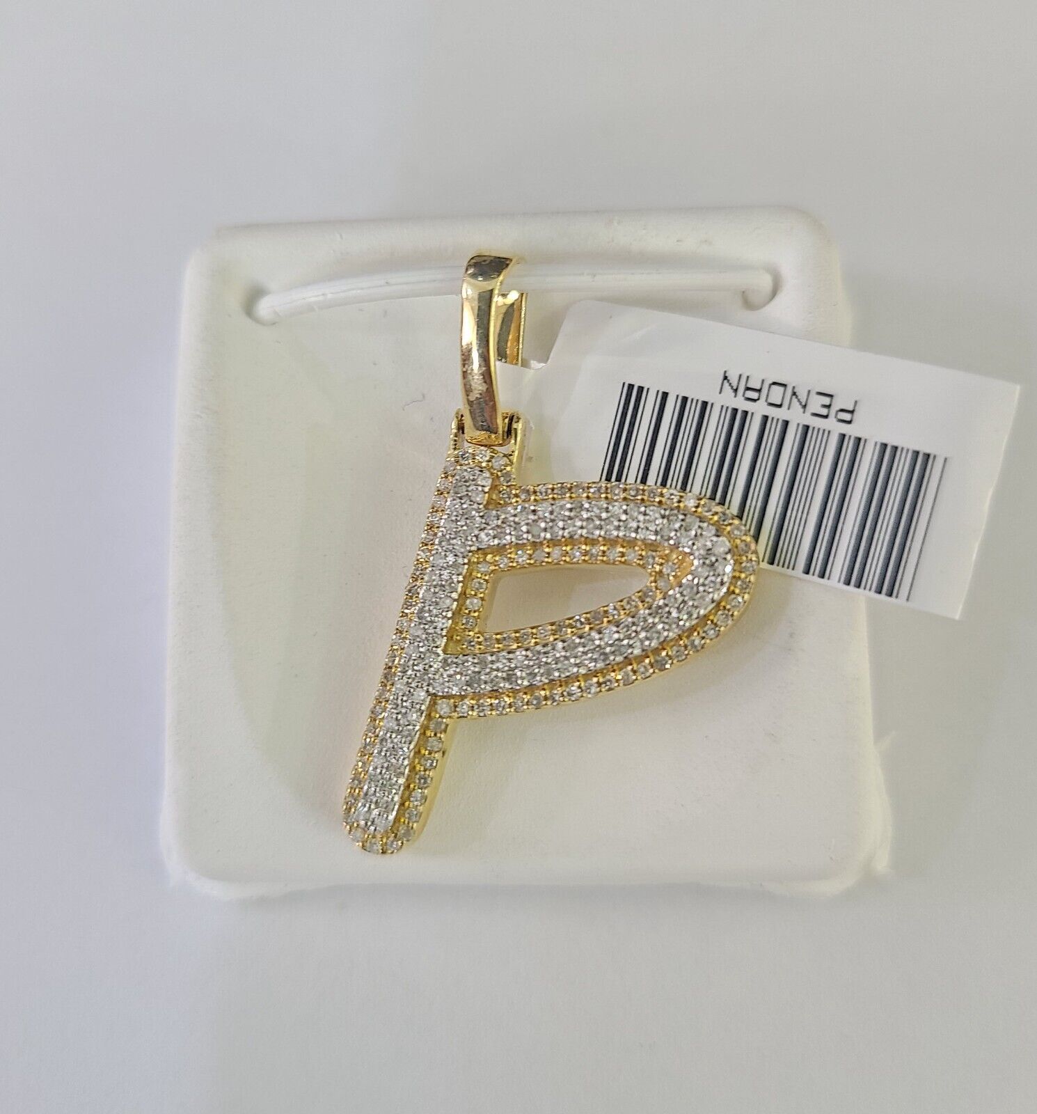 10k Yellow Gold Diamond P Charm Pendant Initial Alphabet Letter Real Genuine - GoldenlinQ