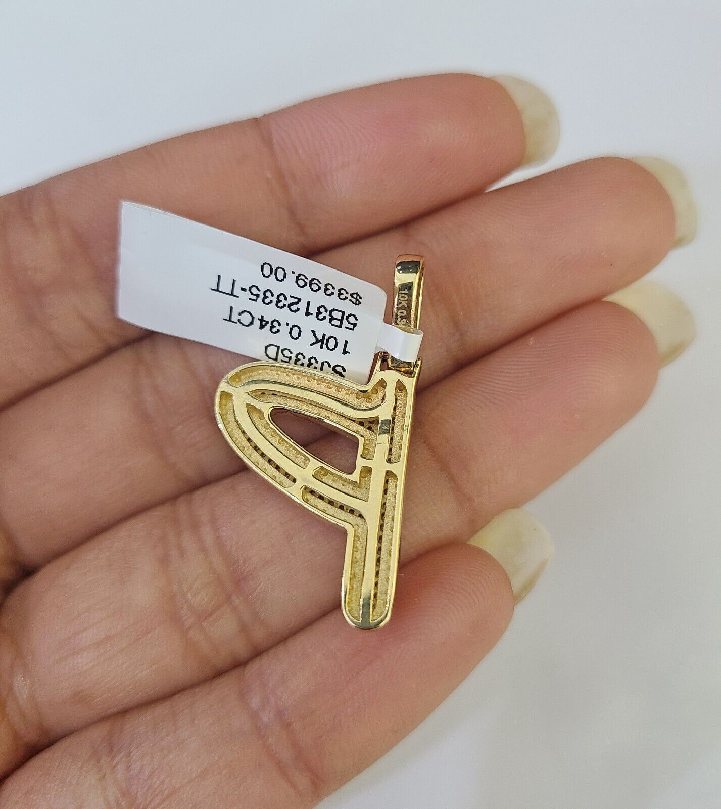 10k Yellow Gold Diamond P Charm Pendant Initial Alphabet Letter Real Genuine - GoldenlinQ