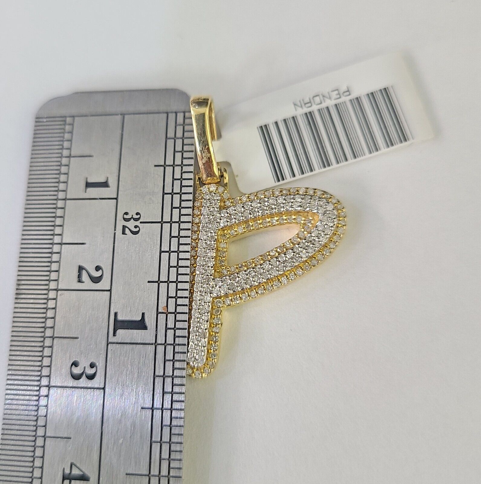 10k Yellow Gold Diamond P Charm Pendant Initial Alphabet Letter Real Genuine - GoldenlinQ