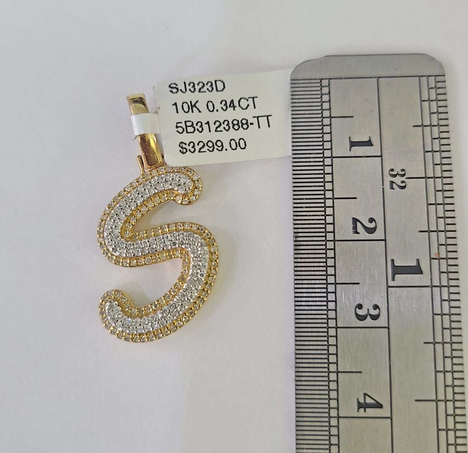 10k Yellow Gold Diamond S Charm Pendant Initial Alphabet Letter Real Genuine - GoldenlinQ