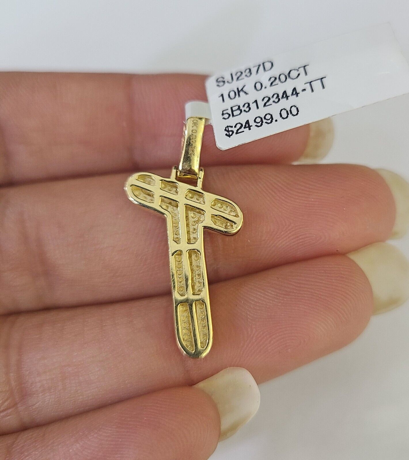 10k Yellow Gold Diamond T Charm Pendant Initial Alphabet Letter Real Genuine - GoldenlinQ