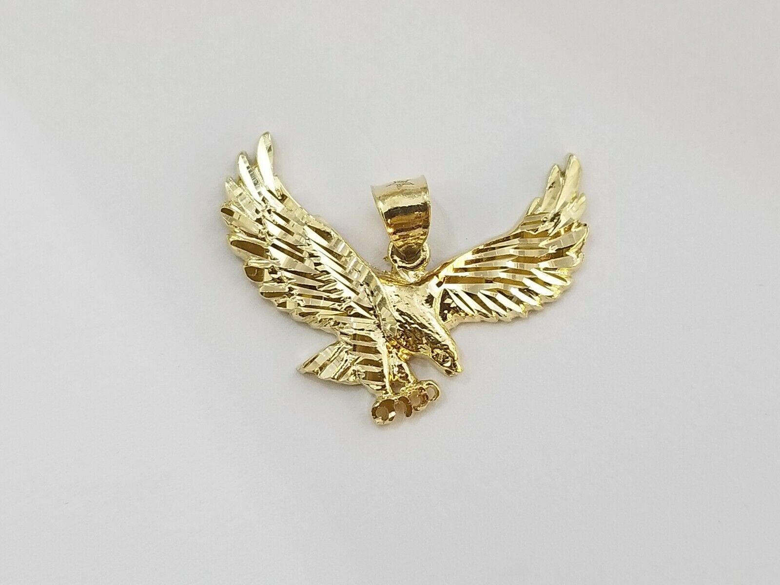 10k Yellow Gold Flying Eagle Diamond Cut Charm Pendant For Men Women Real - GoldenlinQ