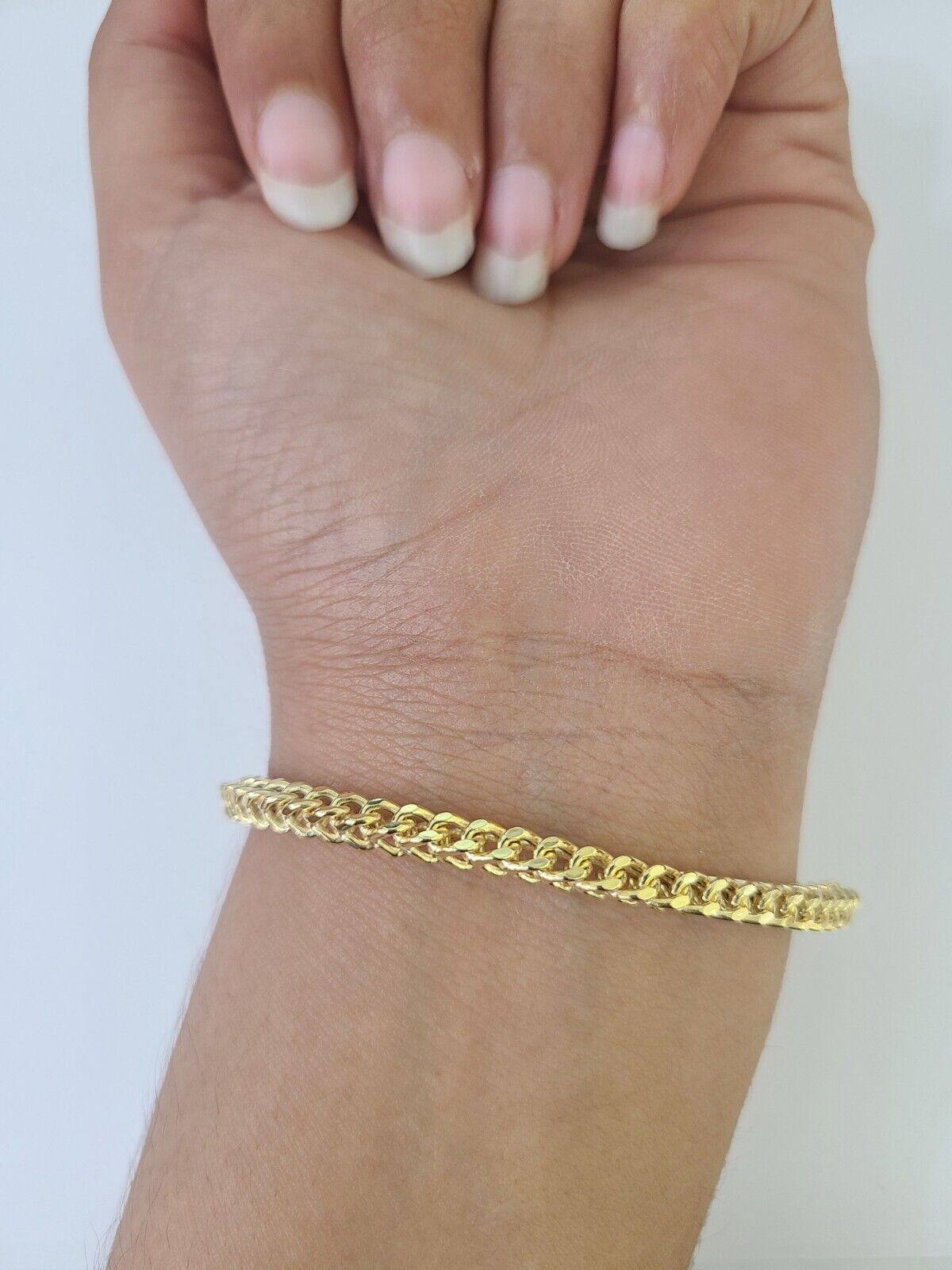 10k Yellow Gold Franco Bracelet 3mm 7.25" Inch Men Women Link Real - GoldenlinQ