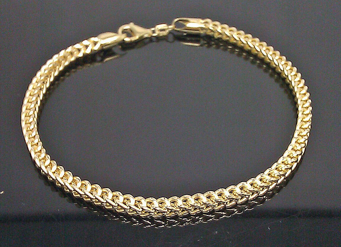 10k Yellow Gold Franco Bracelet 4mm 8" Inch Men Women Rope Cuban Link Real gold - GoldenlinQ