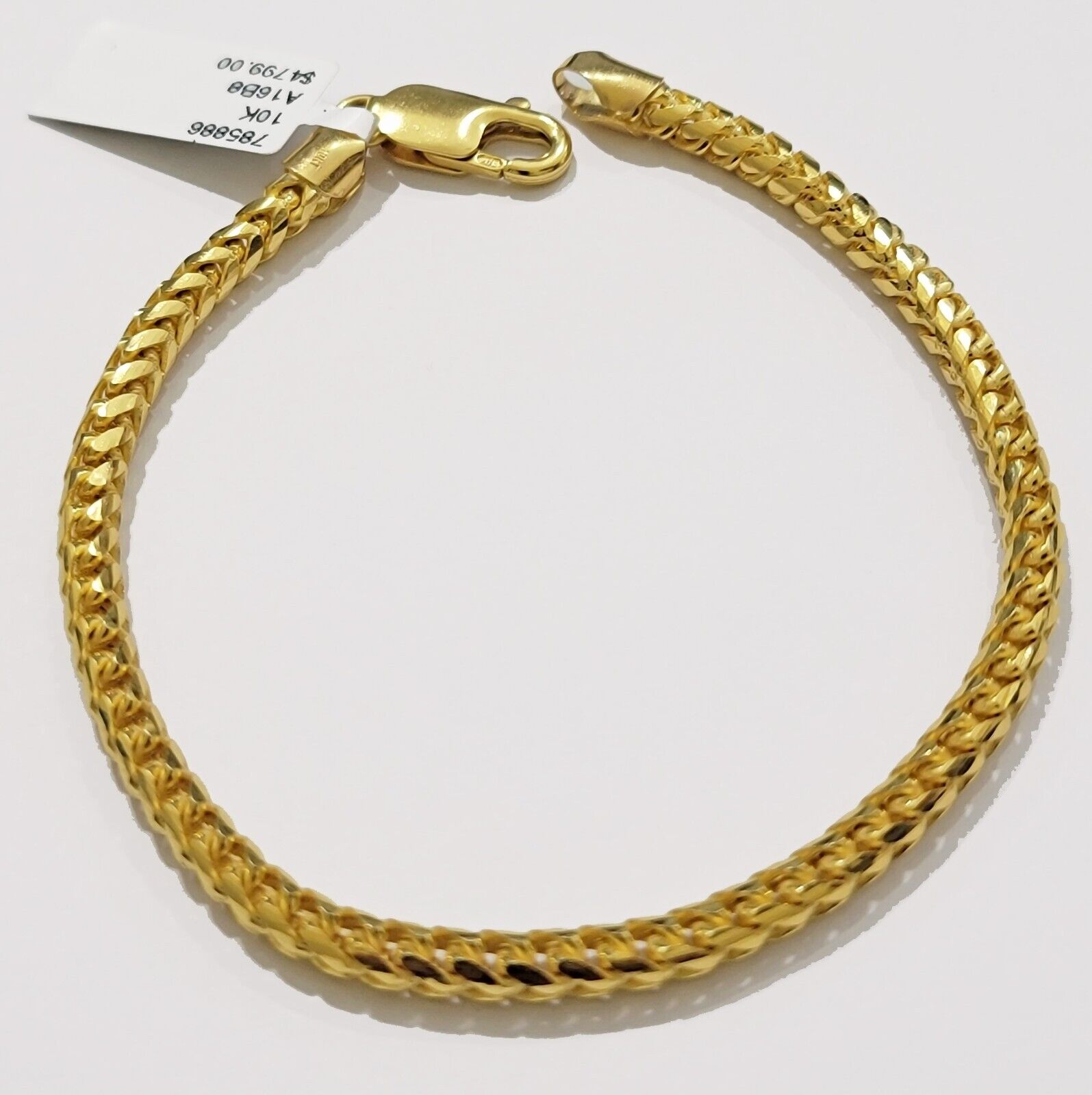 10k Yellow Gold Franco Bracelet Solid 4mm 8.25" Authentic 10KT , STRONG REAL - GoldenlinQ