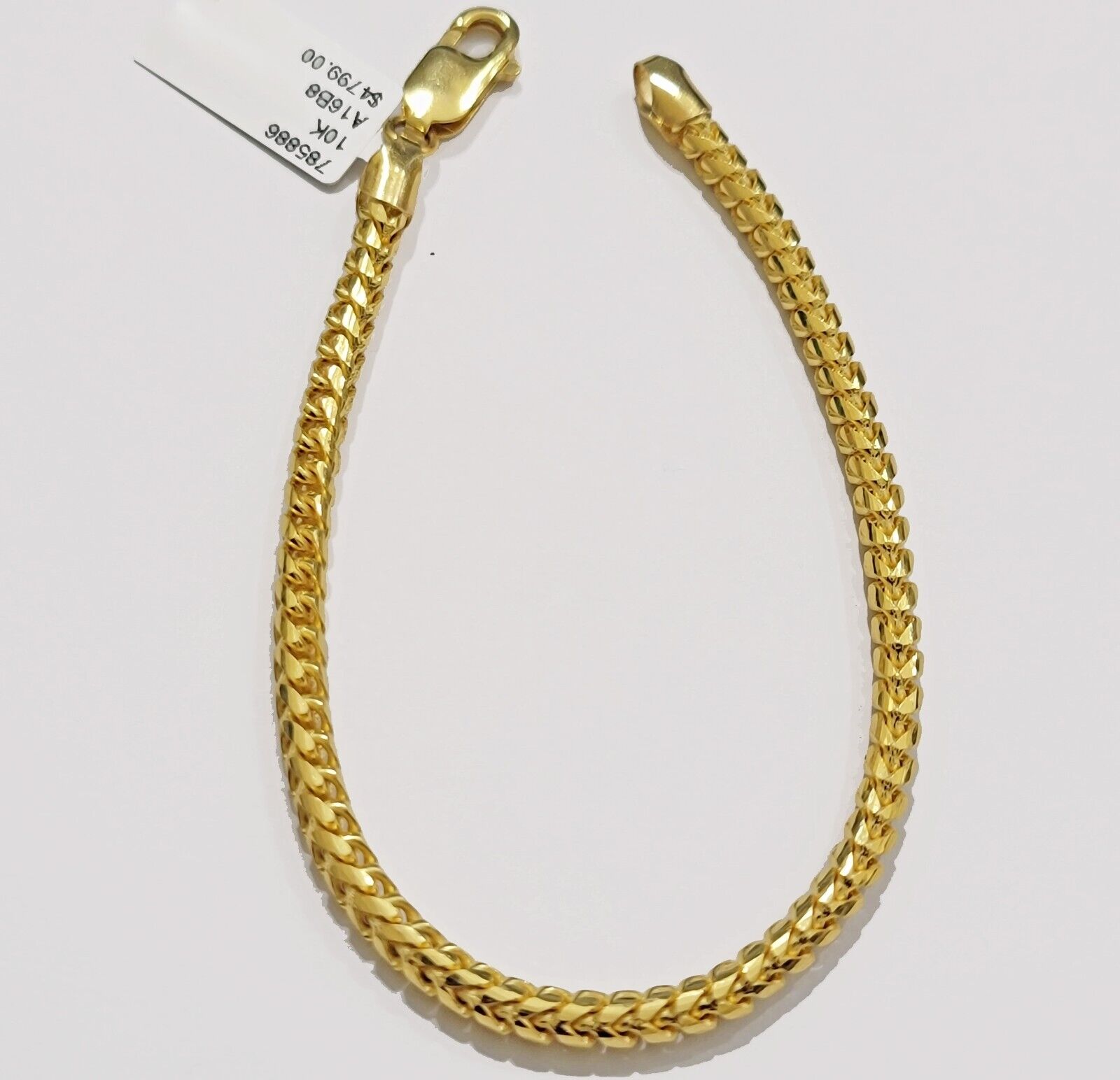 10k Yellow Gold Franco Bracelet Solid 4mm 8.25" Authentic 10KT , STRONG REAL - GoldenlinQ