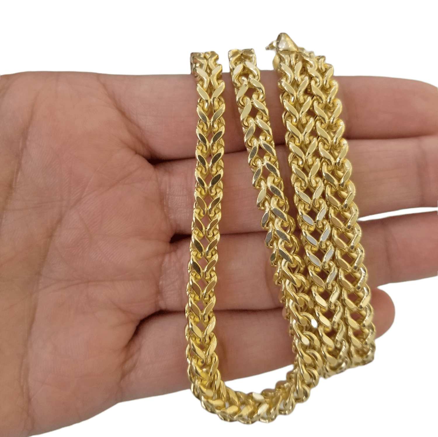 10k Yellow Gold Franco Chain 22 24 26 28" Inch Real Gold 7mm Box Necklace - GoldenlinQ
