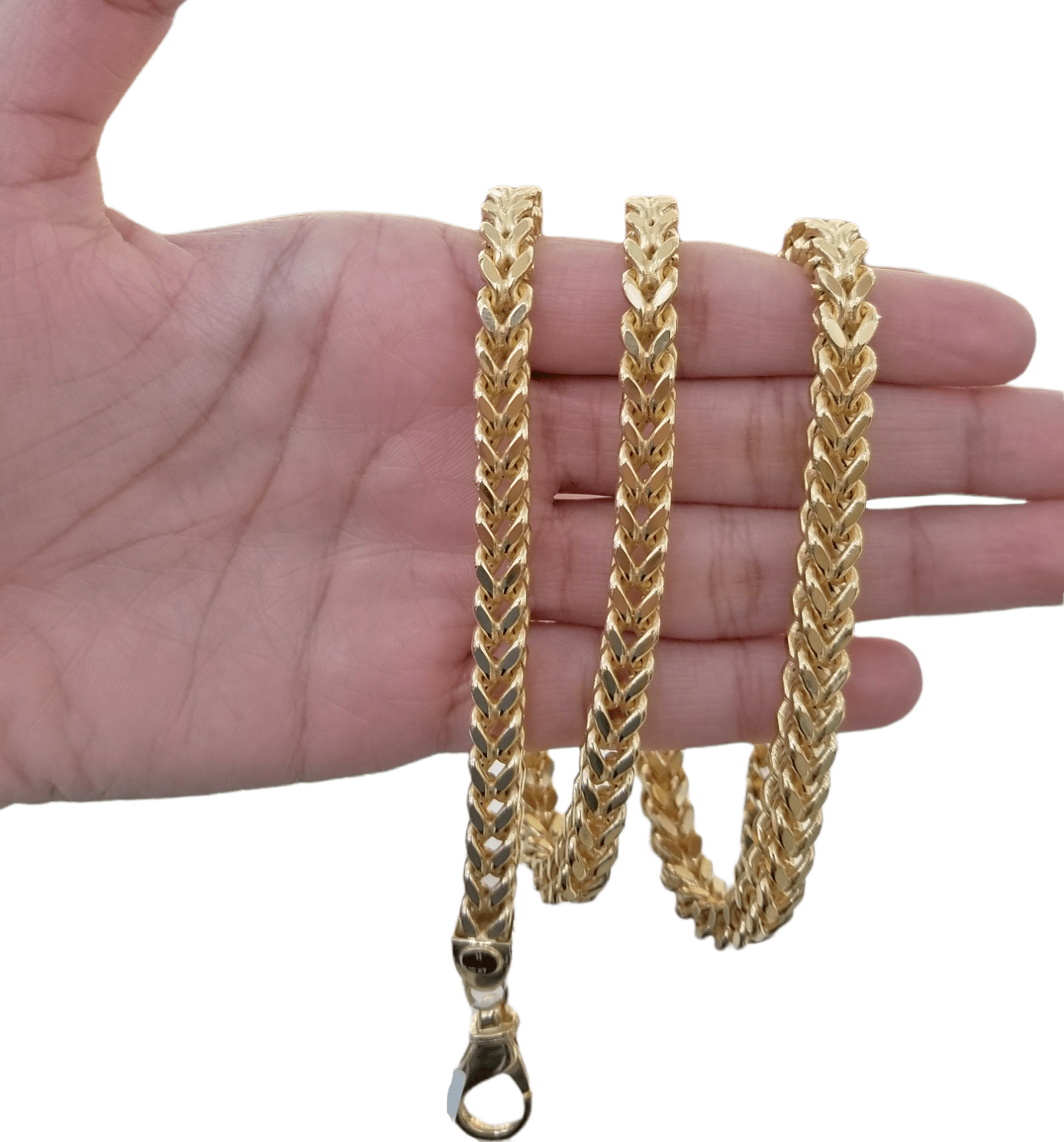 10k Yellow Gold Franco Chain 22 24 26 28" Inch Real Gold 7mm Box Necklace - GoldenlinQ